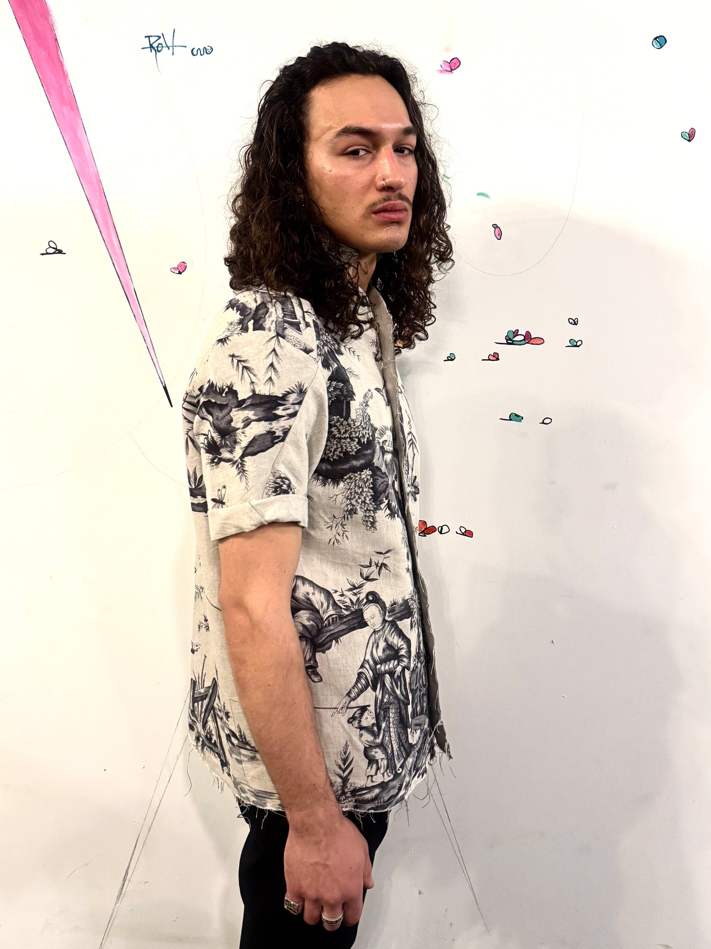 SS26 || PROTOLOGICAL ARCHETYPE SHORT SLEEVE SHIRT || TOILE PRINT|| LINEN