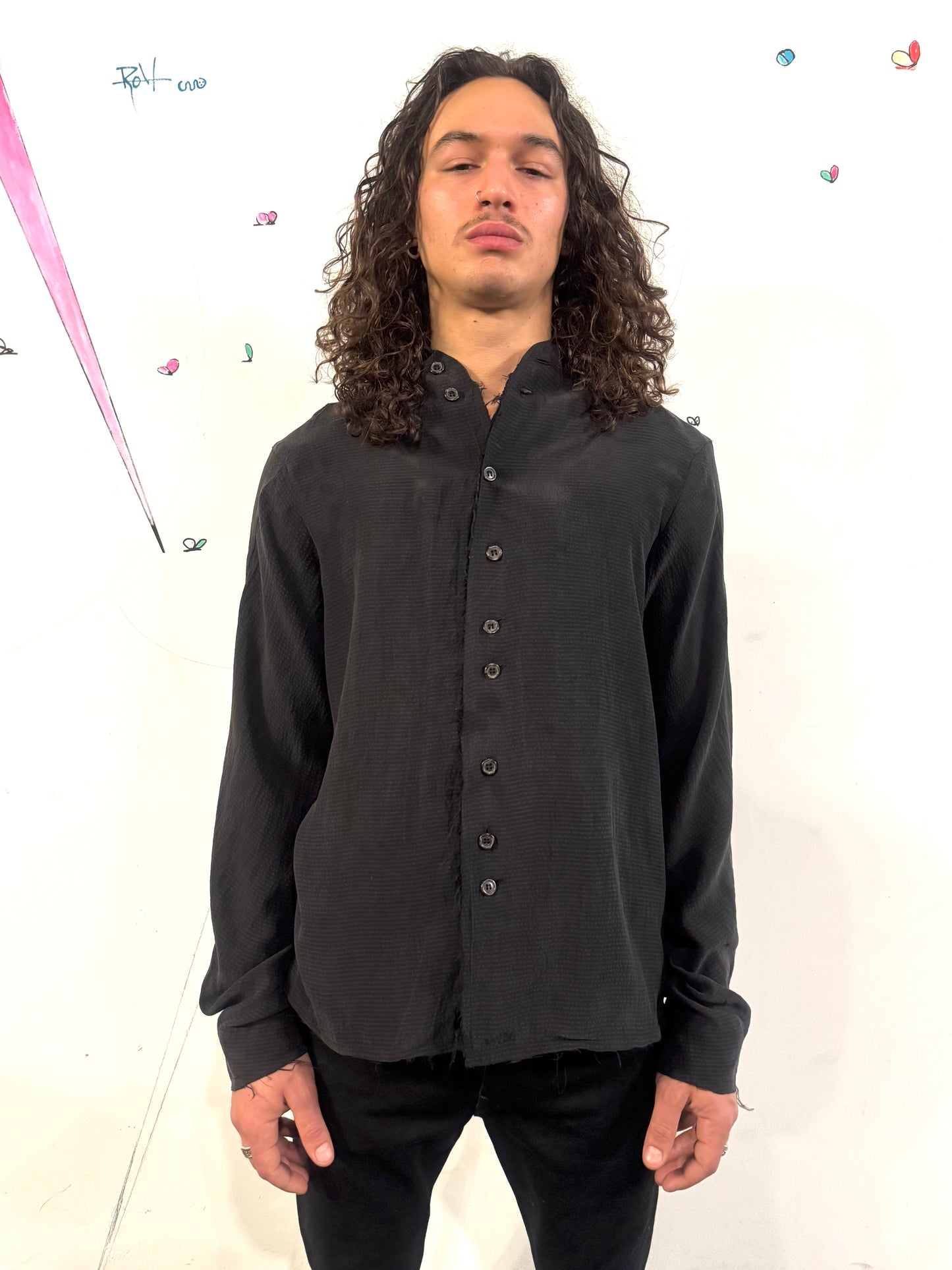 SS26 || PROTOLOGICAL ARCHETYPE SHIRT || BLACK || SILK SEERSUCKER