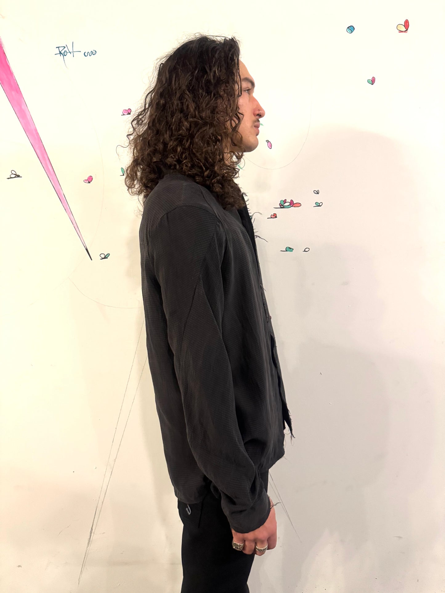 SS26 || PROTOLOGICAL ARCHETYPE SHIRT || BLACK || SILK SEERSUCKER