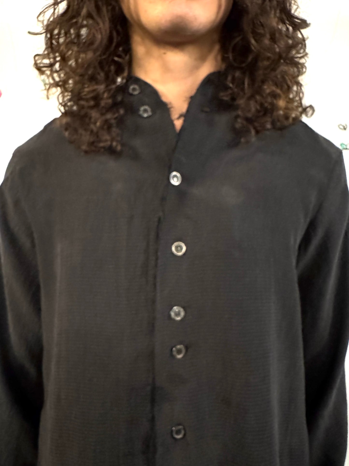 SS26 || PROTOLOGICAL ARCHETYPE SHIRT || BLACK || SILK SEERSUCKER