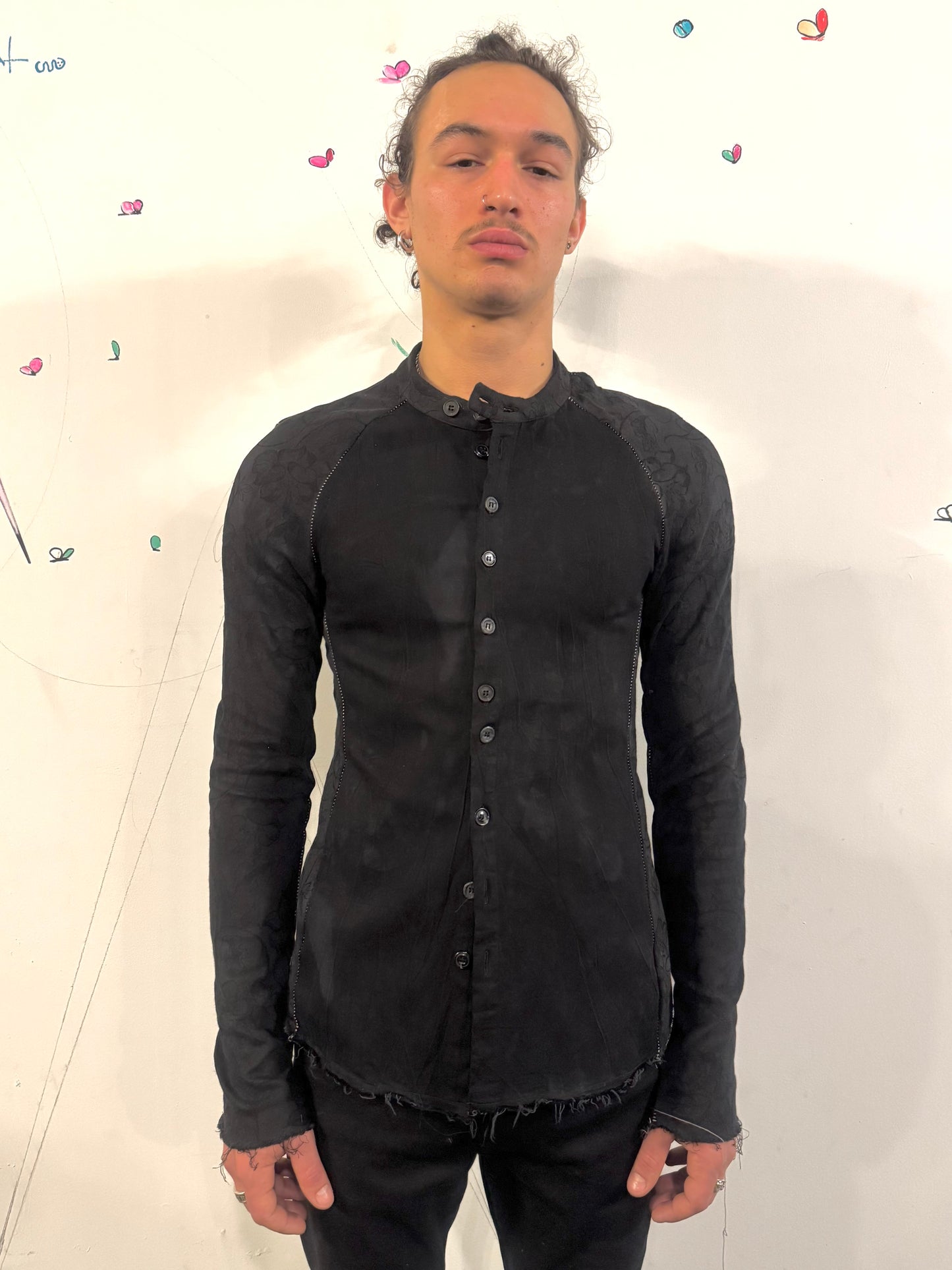 SS26 || OVERLOCKED RAGLAN LONG SLEEVE SHIRT - BLACK