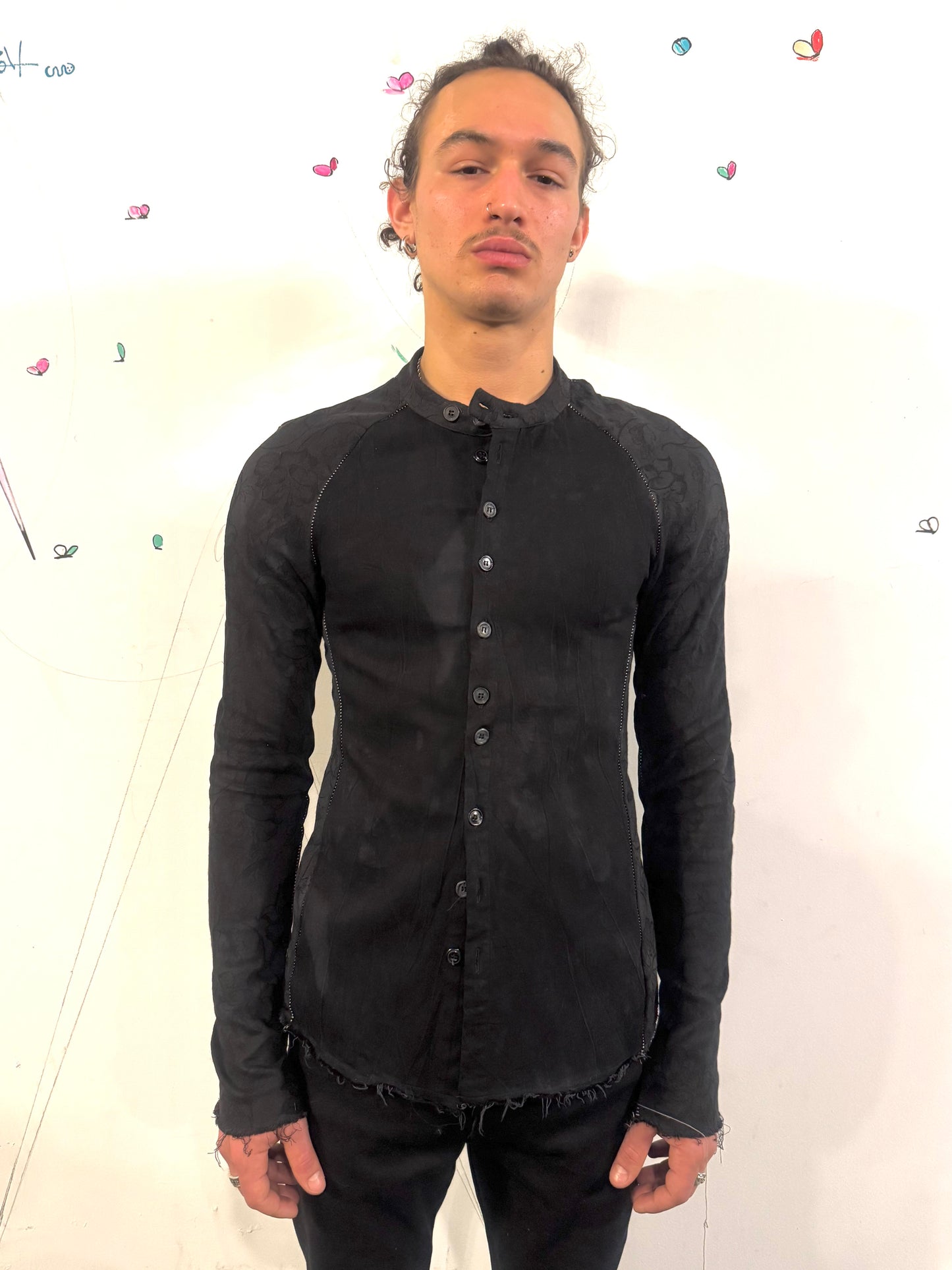 SS26 || OVERLOCKED RAGLAN LONG SLEEVE SHIRT - BLACK