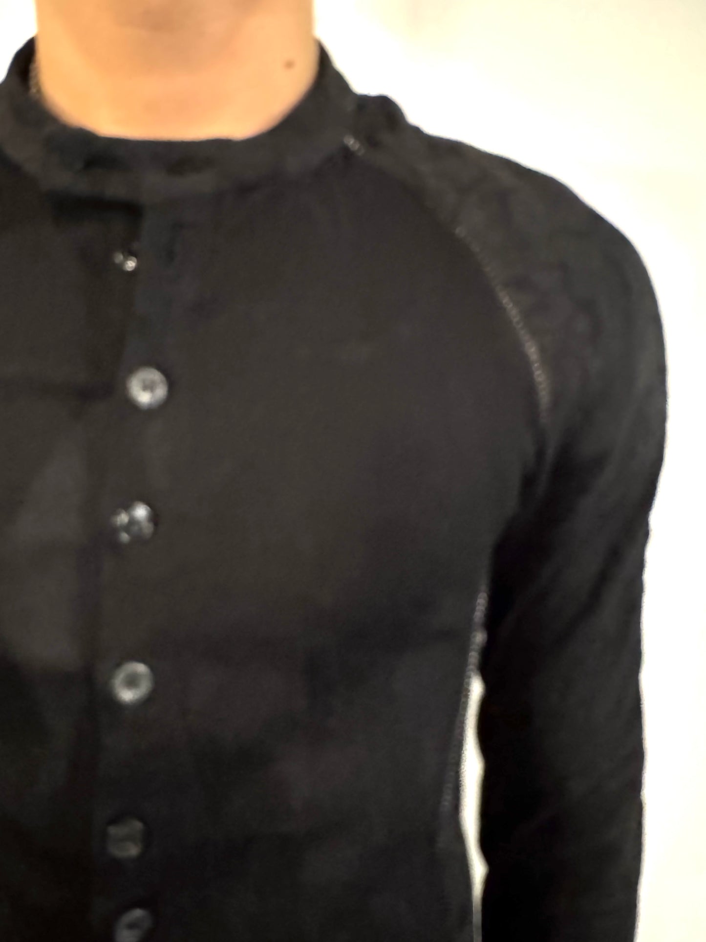 SS26 || OVERLOCKED RAGLAN LONG SLEEVE SHIRT - BLACK