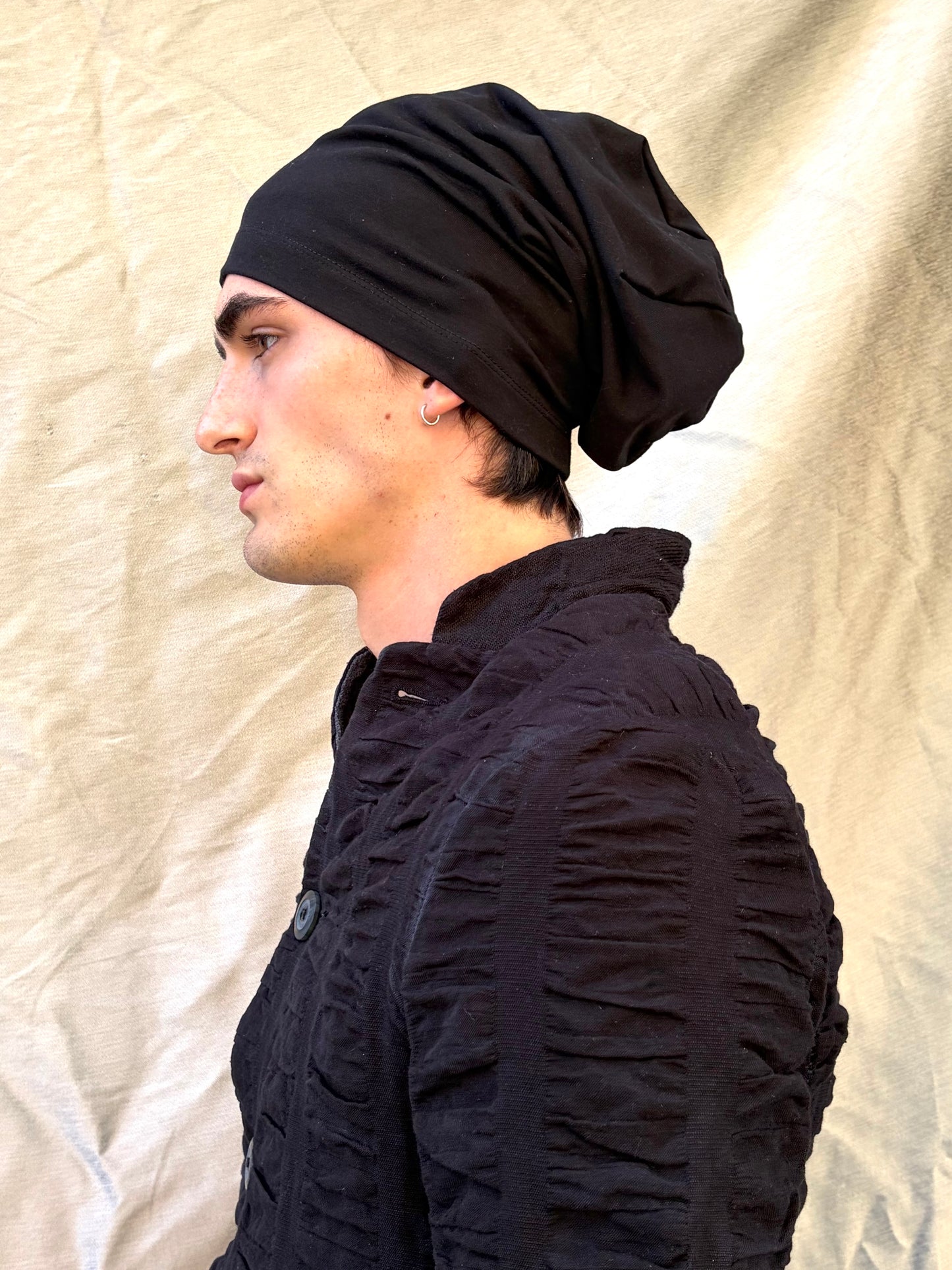 FW25 || LONG DOME BEANIE || BLACK