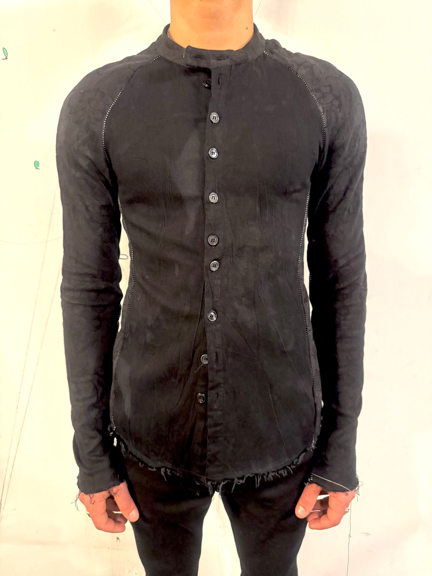 SS26 || OVERLOCKED RAGLAN LONG SLEEVE SHIRT - BLACK