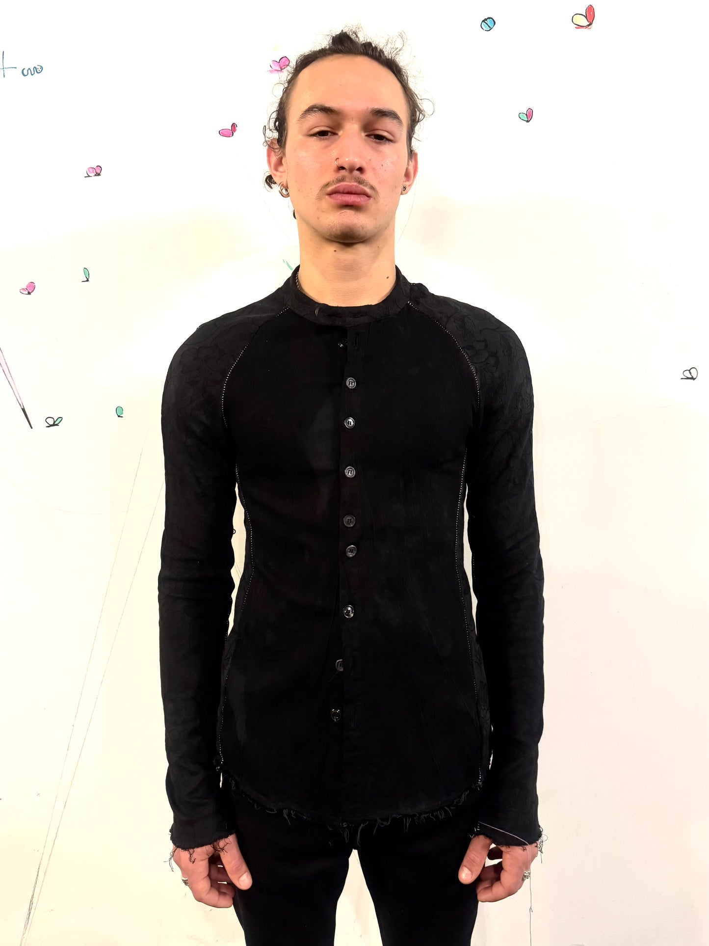 SS26 || OVERLOCKED RAGLAN LONG SLEEVE SHIRT - BLACK