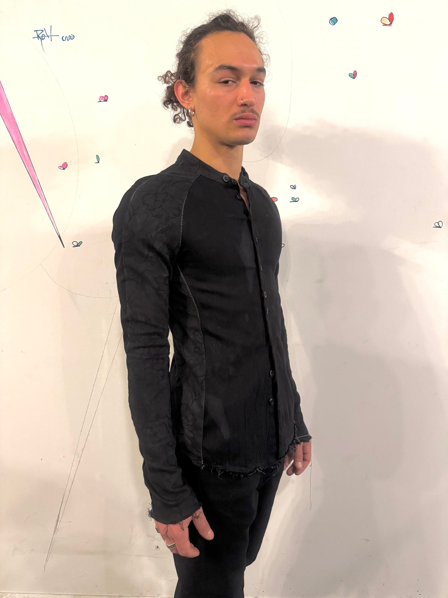 SS26 || OVERLOCKED RAGLAN LONG SLEEVE SHIRT - BLACK