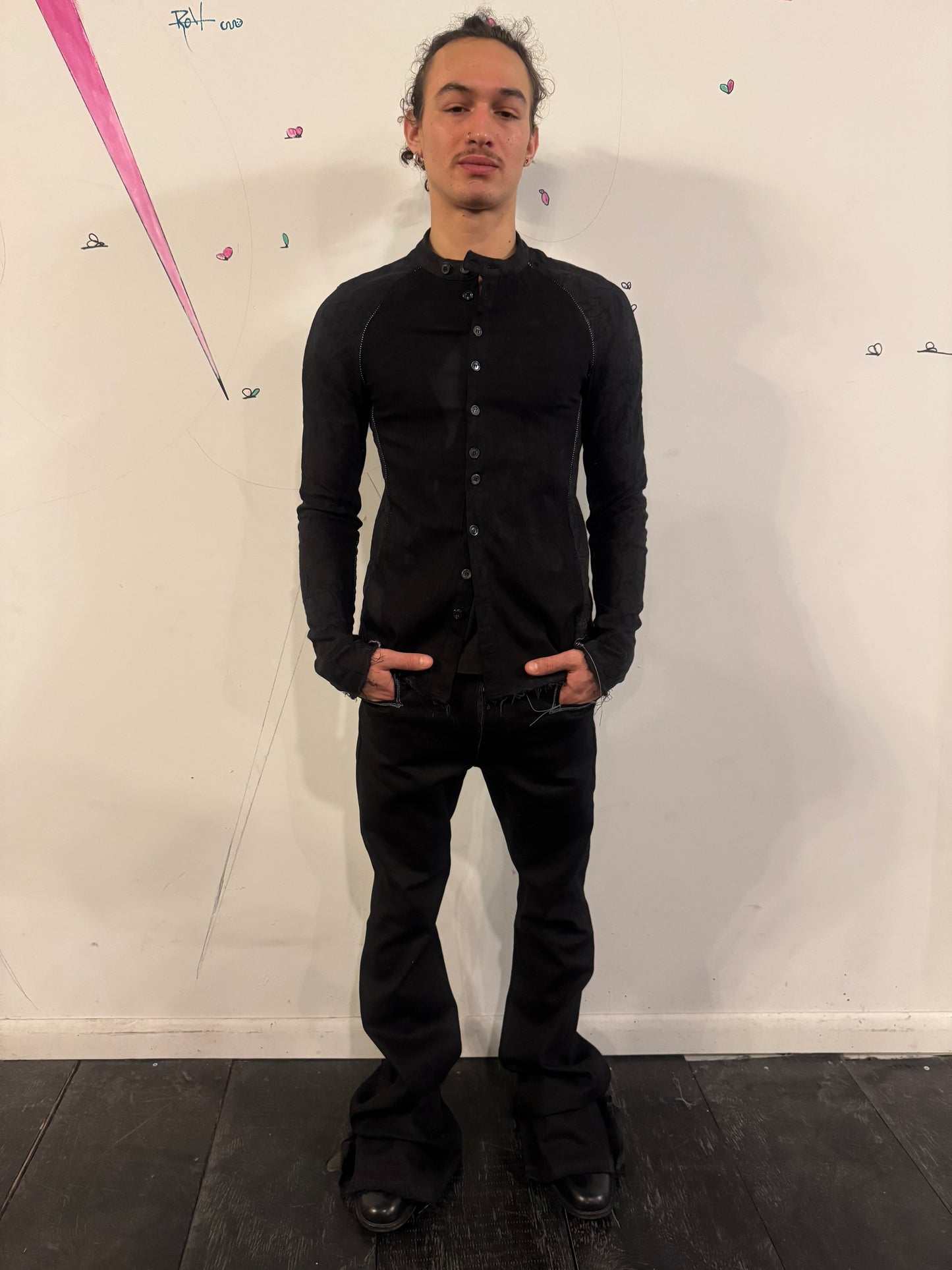 SS26 || OVERLOCKED RAGLAN LONG SLEEVE SHIRT - BLACK