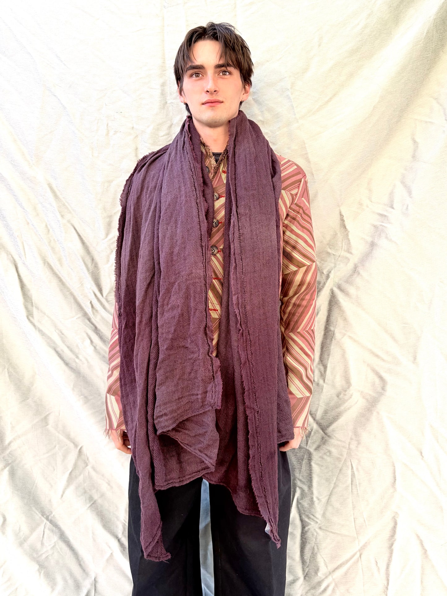 FW25 || LARGE BOILED WOOL STOLE || BLACKENED BRICK