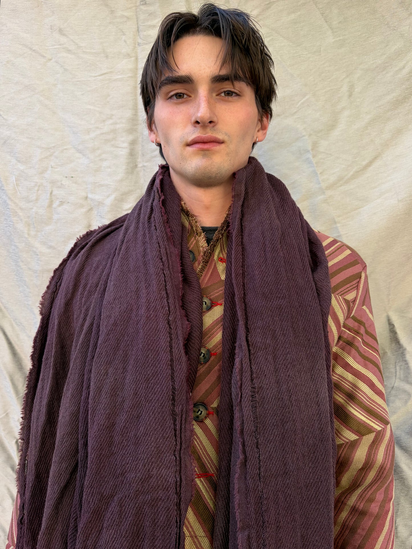 FW25 || LARGE BOILED WOOL STOLE || BLACKENED BRICK