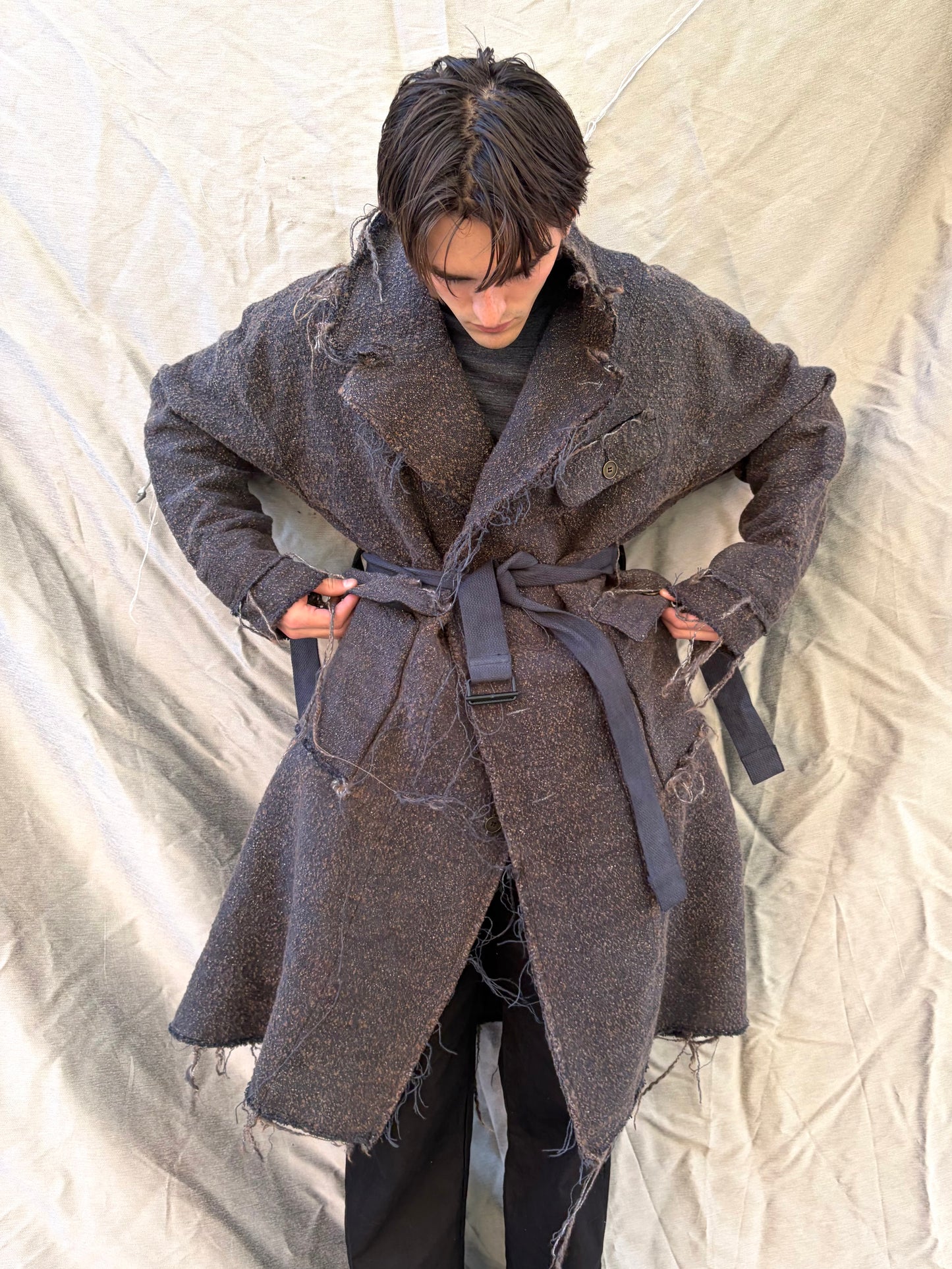 FW25 || BEAST COAT 3.0 || CURED WOOL || WASHED BLACK