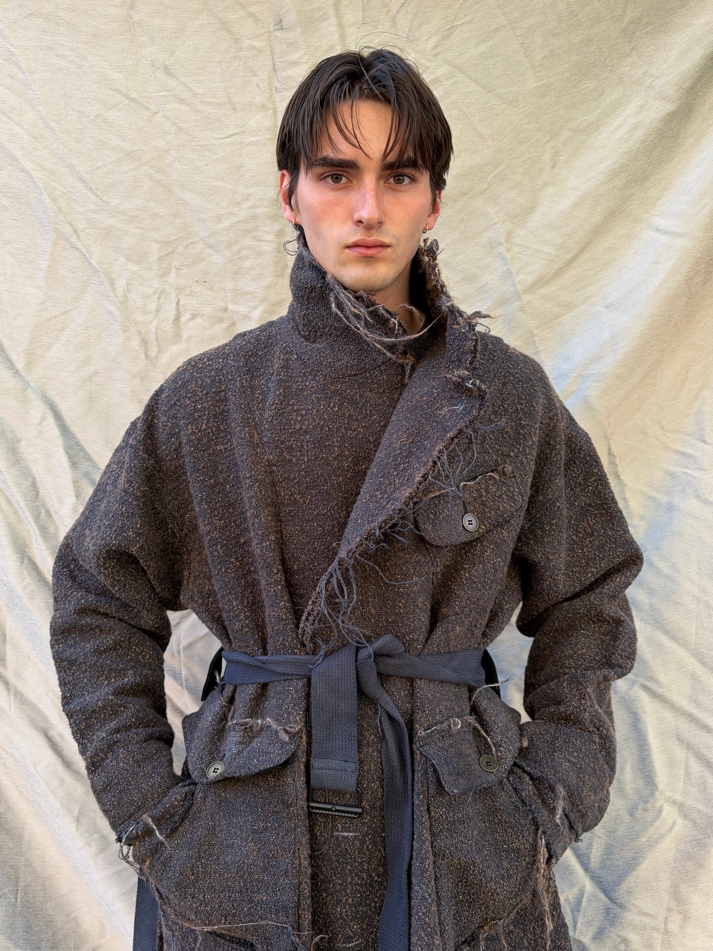 FW25 || BEAST COAT 3.0 || CURED WOOL || WASHED BLACK