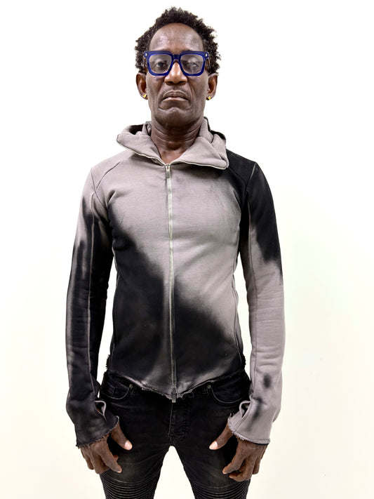 FW25 || HENRIKSSON HOODED TOP || GRADIENT GREY-BLACK || COTTON