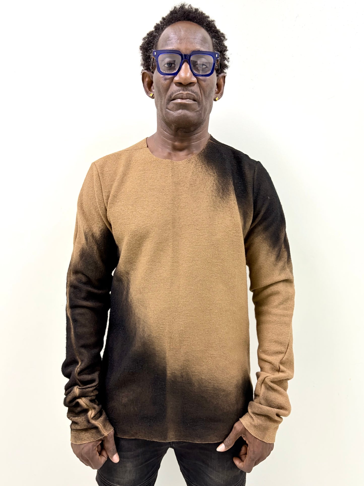 FW25 || FAULTED SHOULDER "GRADIENT"  SWEATER|| 100% WOOL || RUST