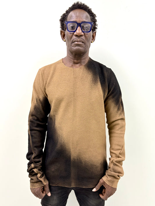 FW25 || FAULTED SHOULDER "GRADIENT"  SWEATER|| 100% WOOL || RUST