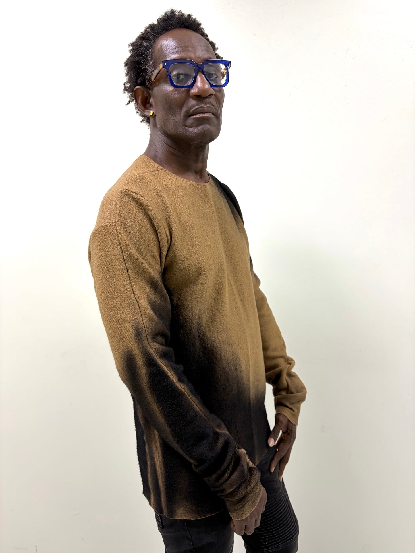 FW25 || FAULTED SHOULDER "GRADIENT"  SWEATER|| 100% WOOL || RUST