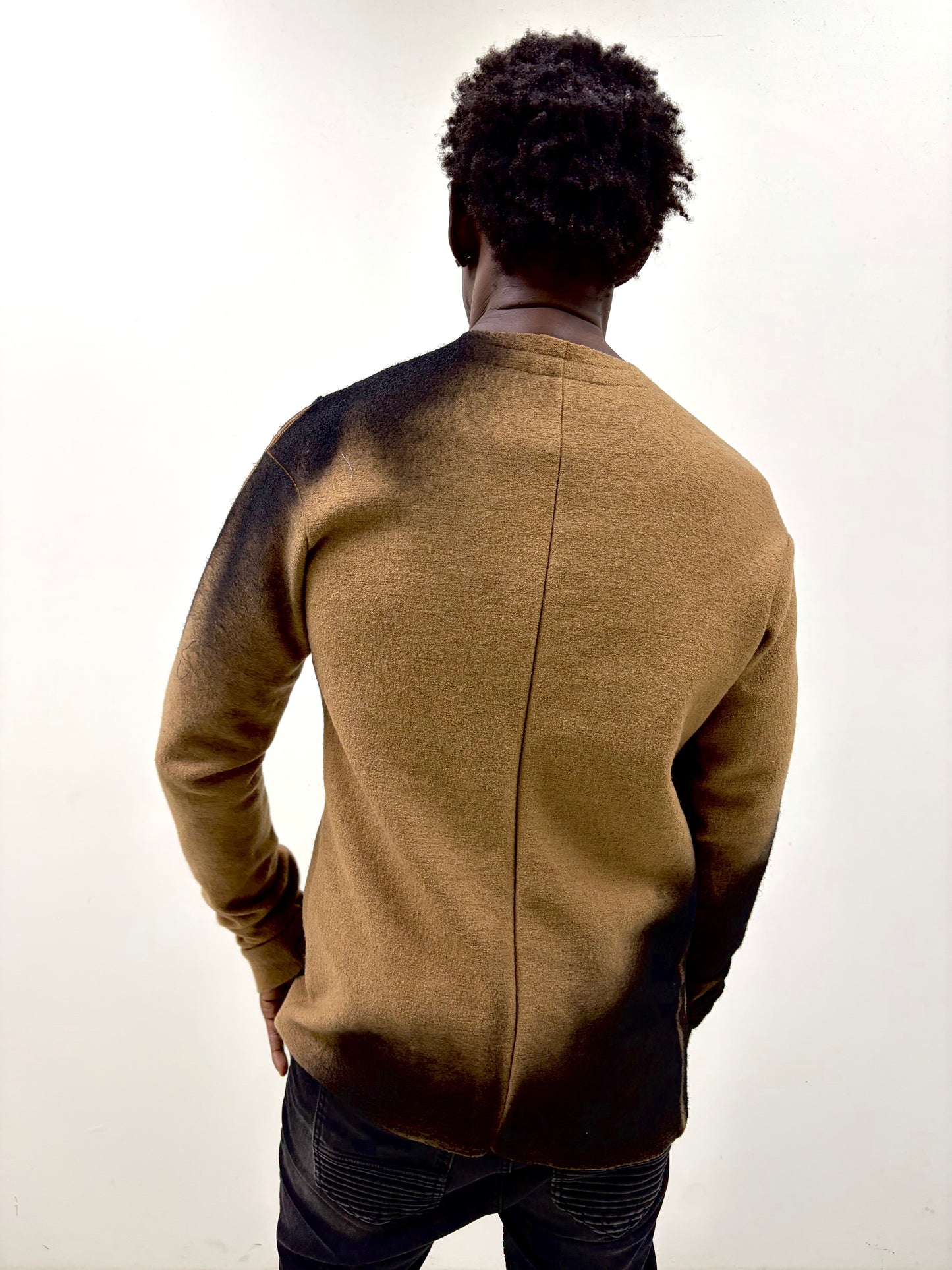 FW25 || FAULTED SHOULDER "GRADIENT"  SWEATER|| 100% WOOL || RUST