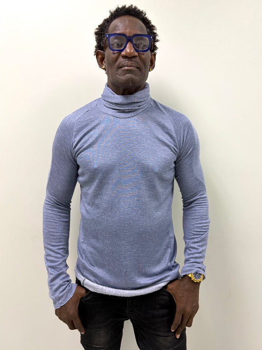 FW25 ||HIGH NECK RAGLAN TOP || SILK +  COTTON|| SEA GREY