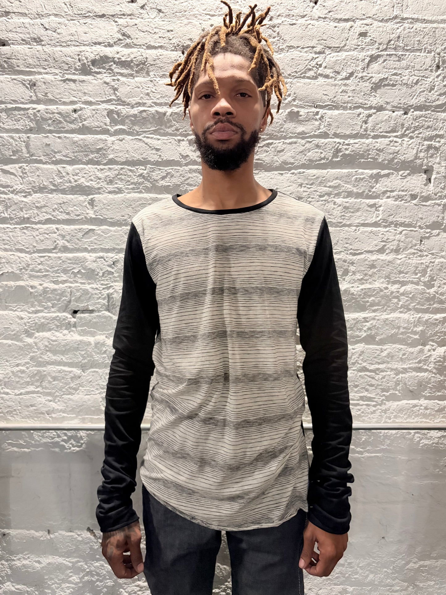 ZBT JAMAICA || .5 PRIMORDIAL LONG SLEEVE ||\ COTTON ||  BLACK  STRIPE