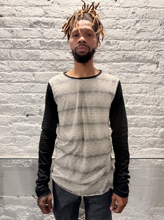 ZBT JAMAICA || .5 PRIMORDIAL LONG SLEEVE ||\ COTTON ||  BLACK  STRIPE