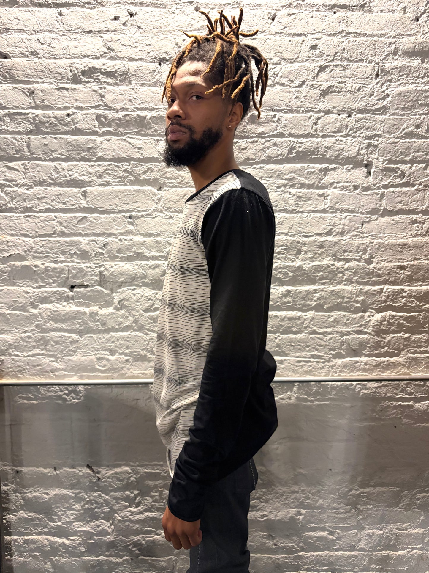 ZBT JAMAICA || .5 PRIMORDIAL LONG SLEEVE ||\ COTTON ||  BLACK  STRIPE