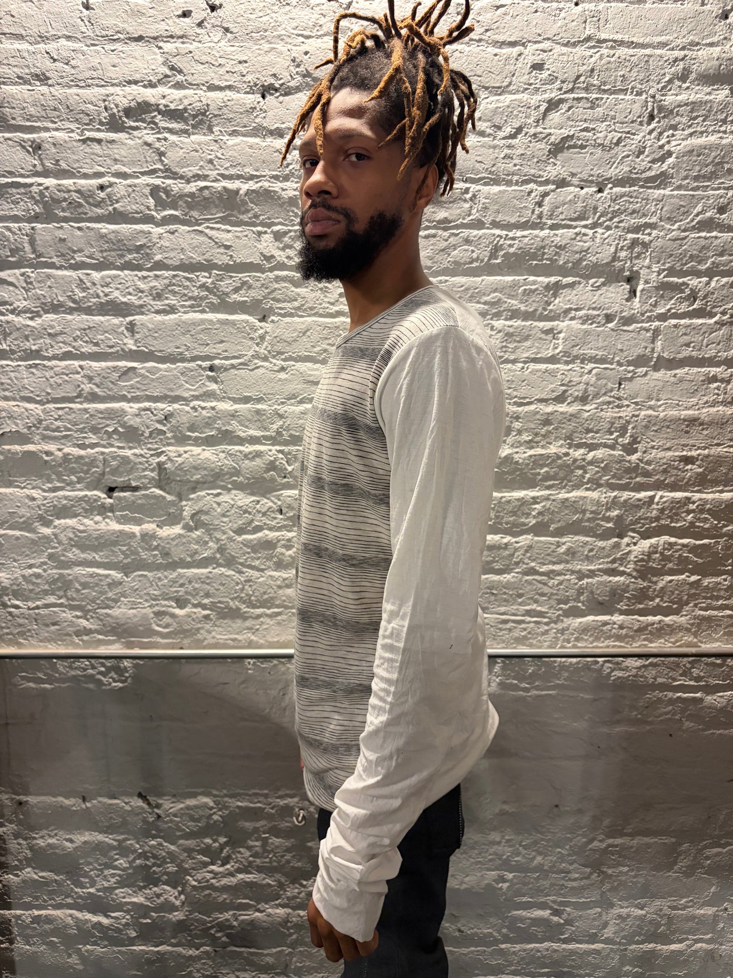 ZBT JAMAICA || .5 PRIMORDIAL LONG SLEEVE ||\ COTTON || WHITE  STRIPE