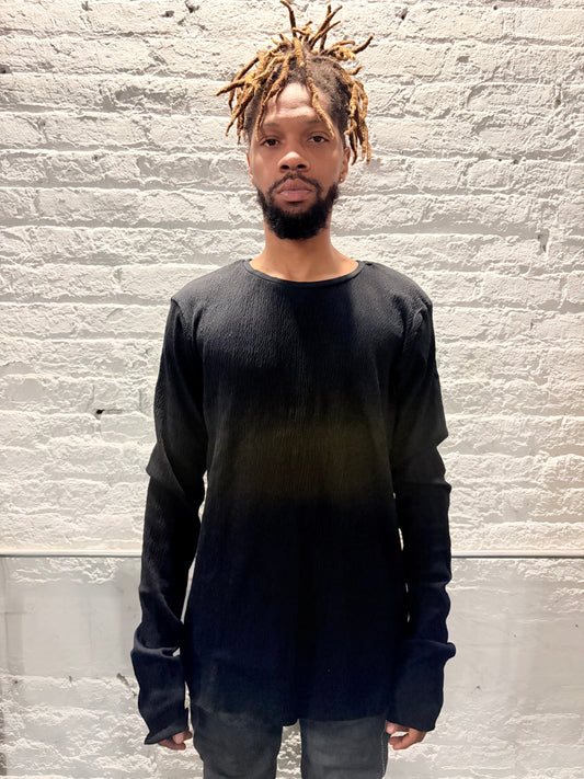 ZBT JAMAICA || PRIMORDIAL LONG SLEEVE ||CRINKLED COTTON ||  BLACK