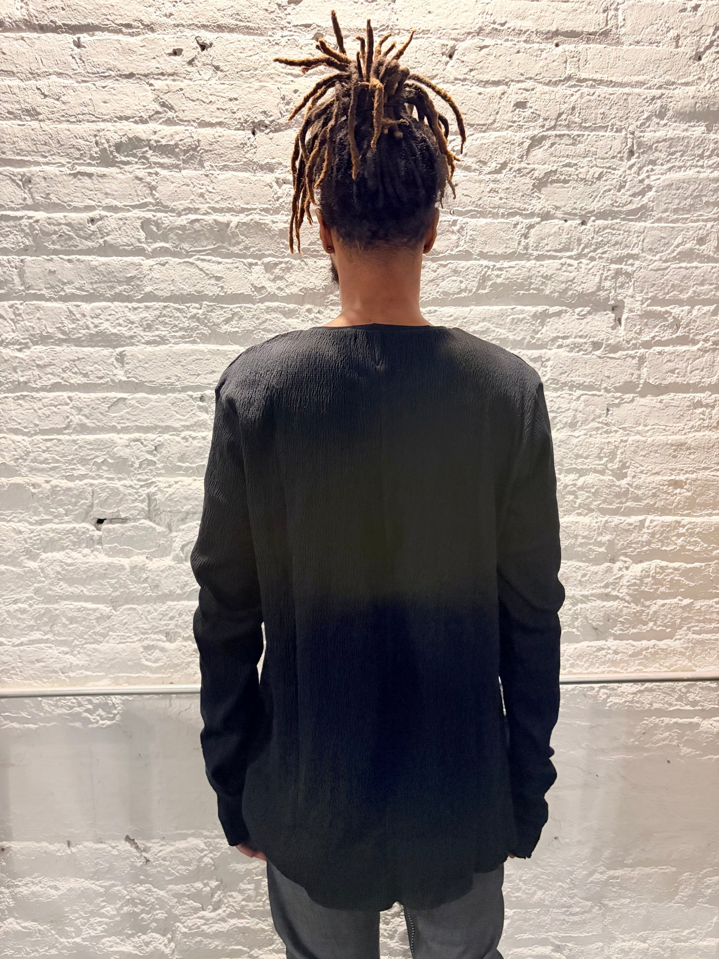 ZBT JAMAICA || PRIMORDIAL LONG SLEEVE ||CRINKLED COTTON ||  BLACK