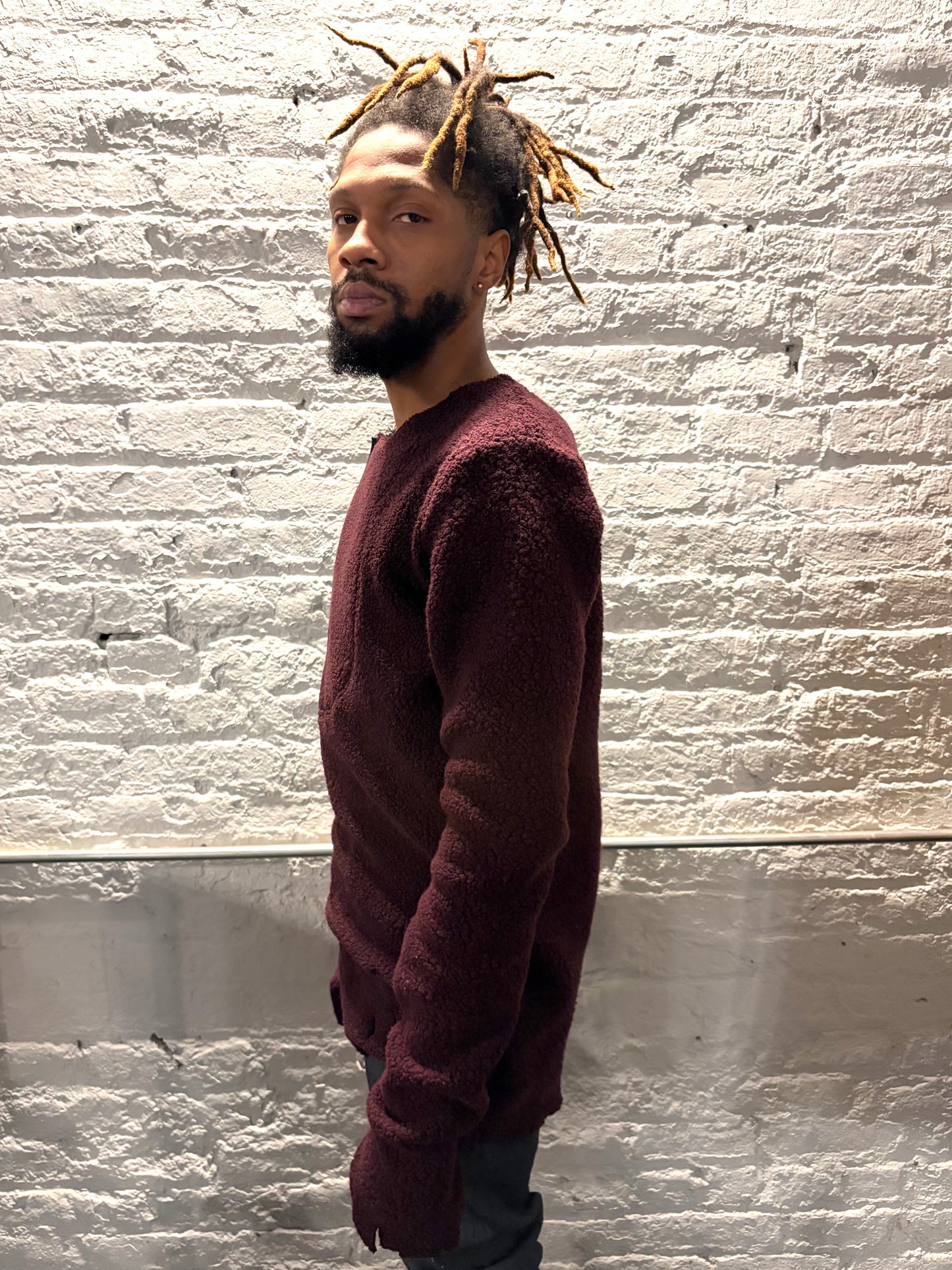 FW25|| ASYMMETRIC ZIPPER POCKET "HOLY" PULLOVER ||WOOL ||  MAROON