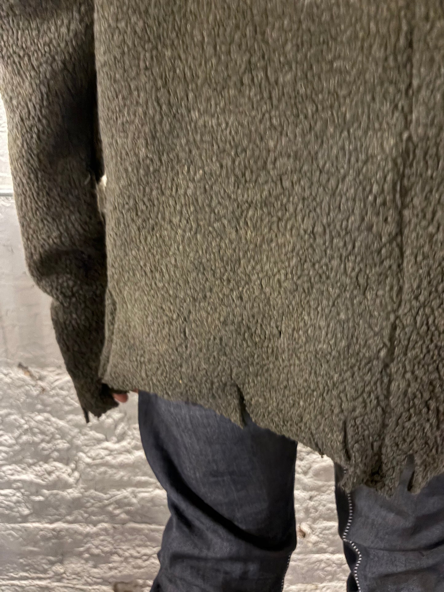 FW25|| ASYMMETRIC ZIPPER POCKET "HOLY" PULLOVER ||WOOL ||  COMBAT GREEN