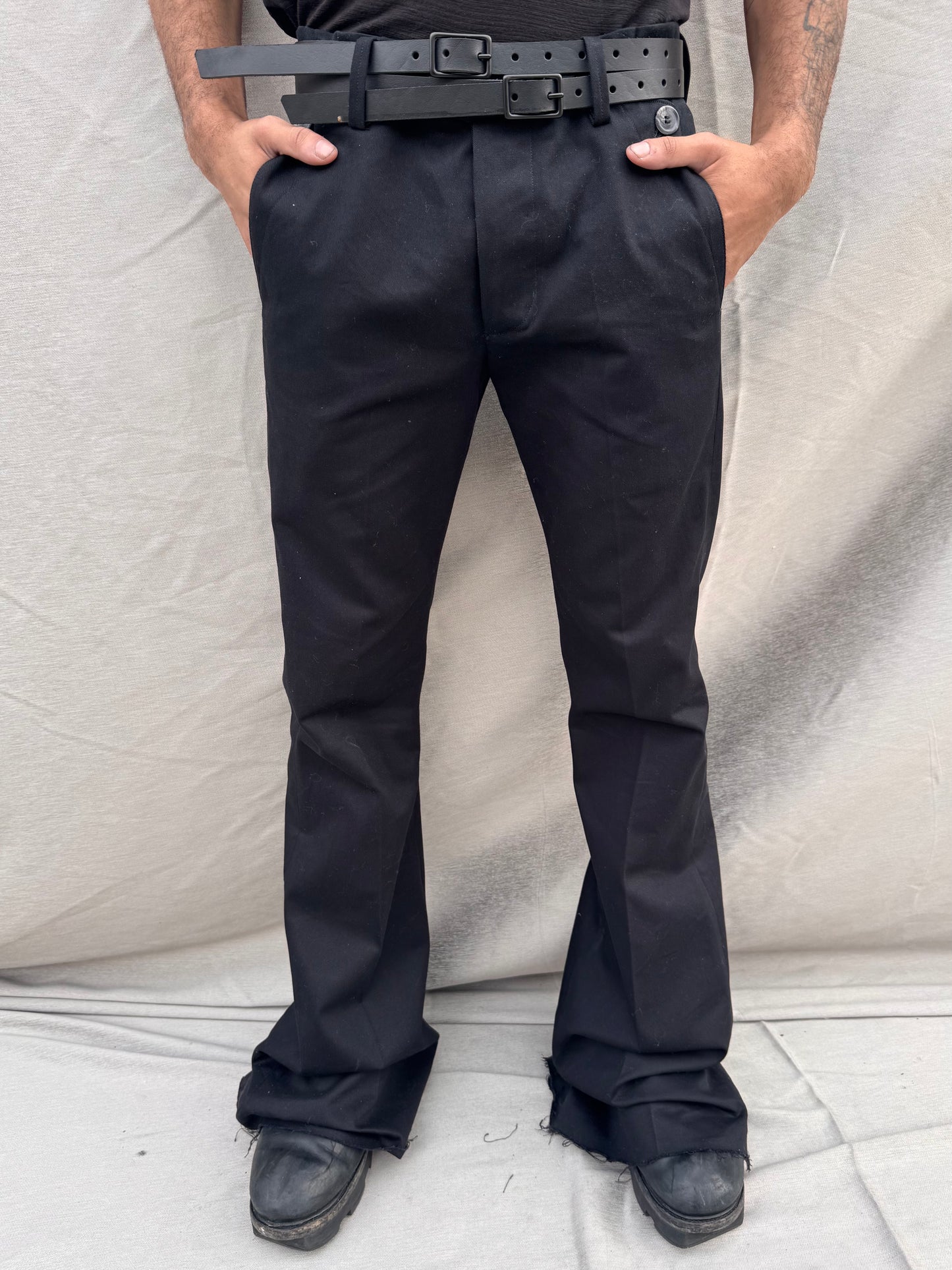 SS25 || EXPANDED BOOT CUT TAILORED PANTS || Cotton Black