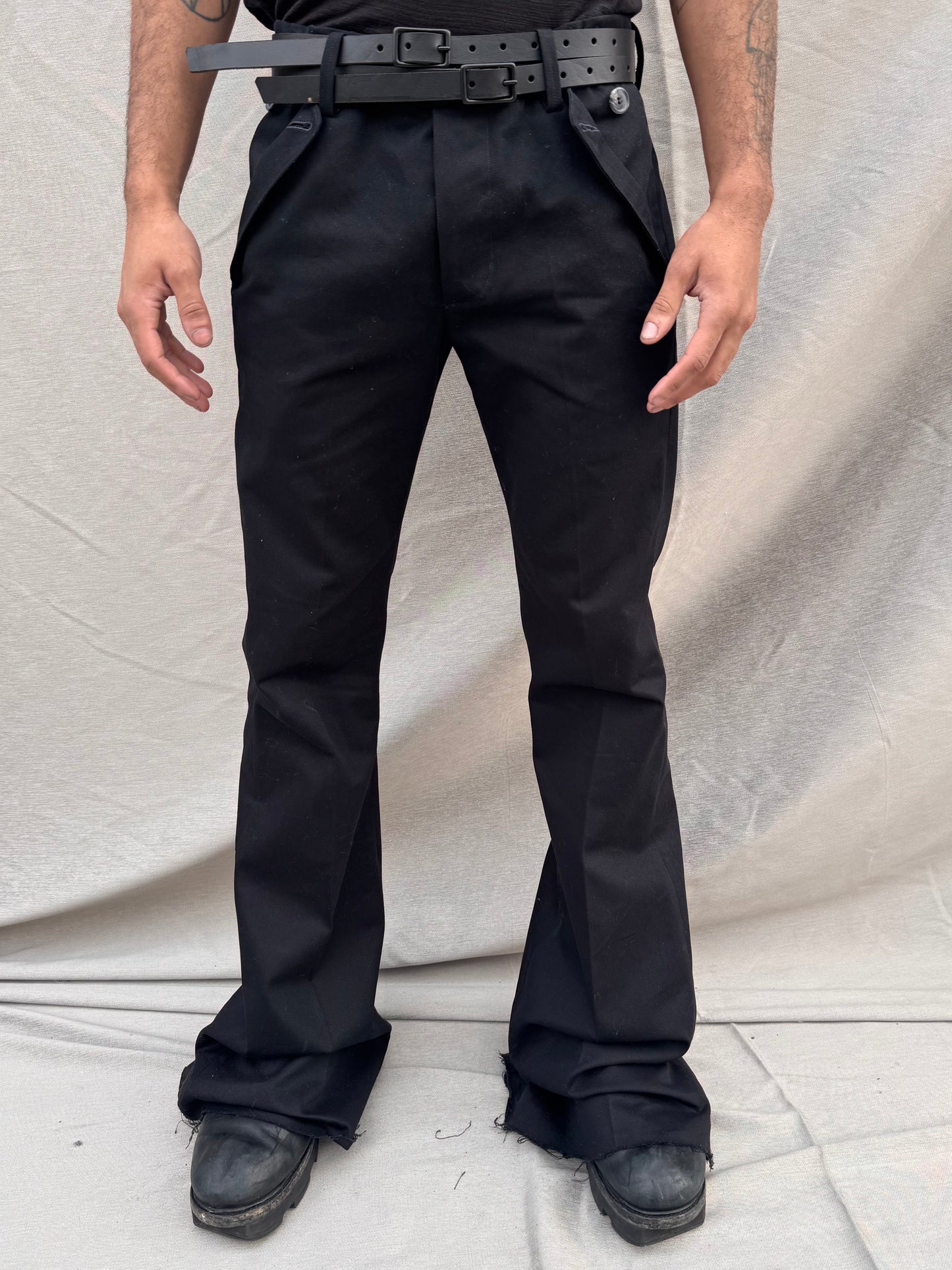 SS25 || EXPANDED BOOT CUT TAILORED PANTS || Cotton Black