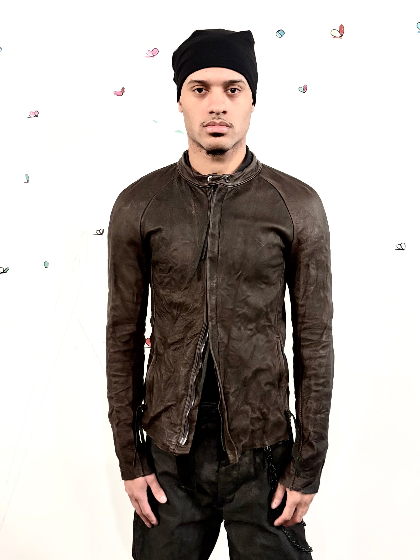 SS26 || RAGLAN FRONT SHIRT JACKET -GREY LEATHER