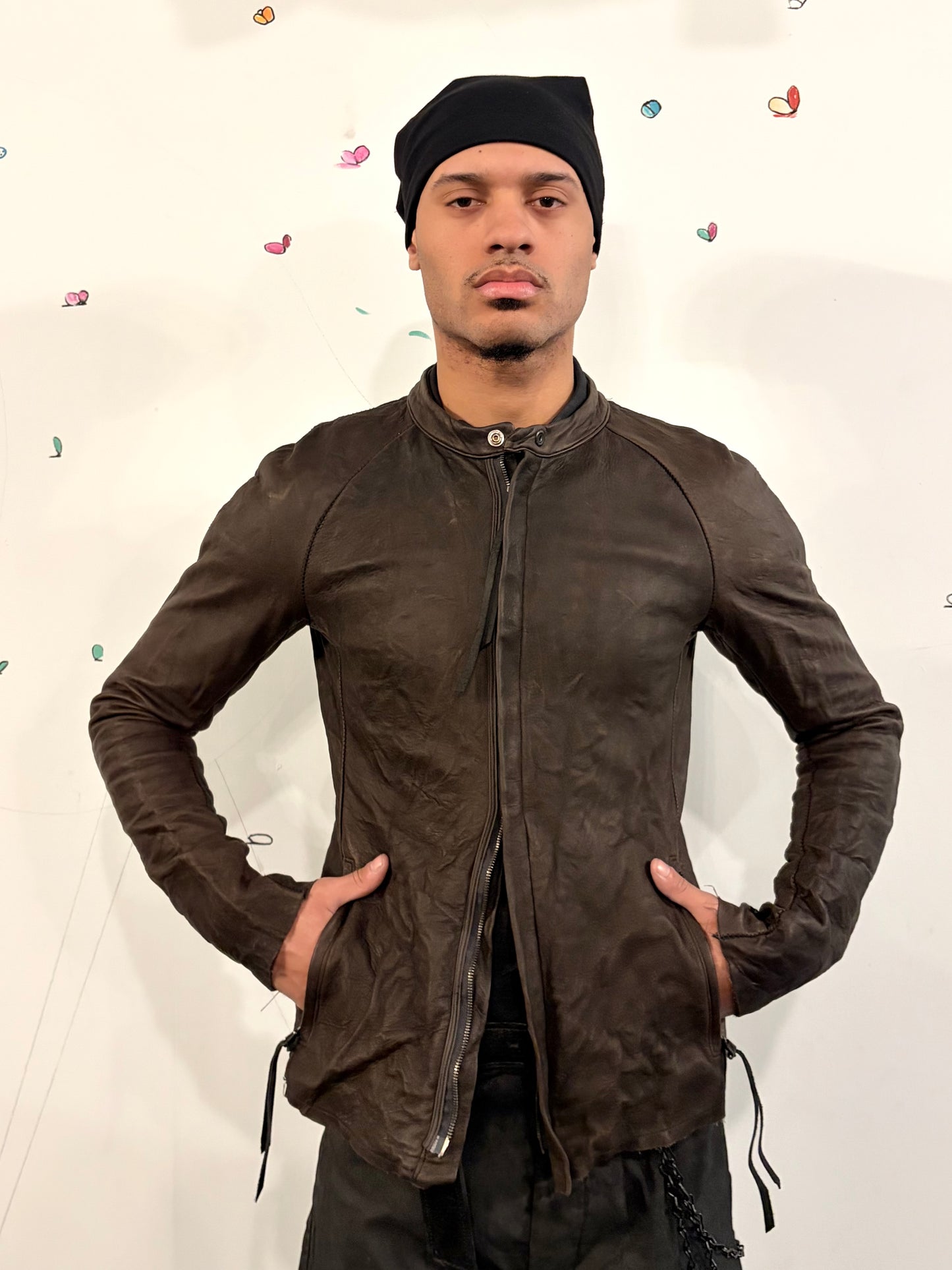 SS26 || RAGLAN FRONT SHIRT JACKET -GREY LEATHER