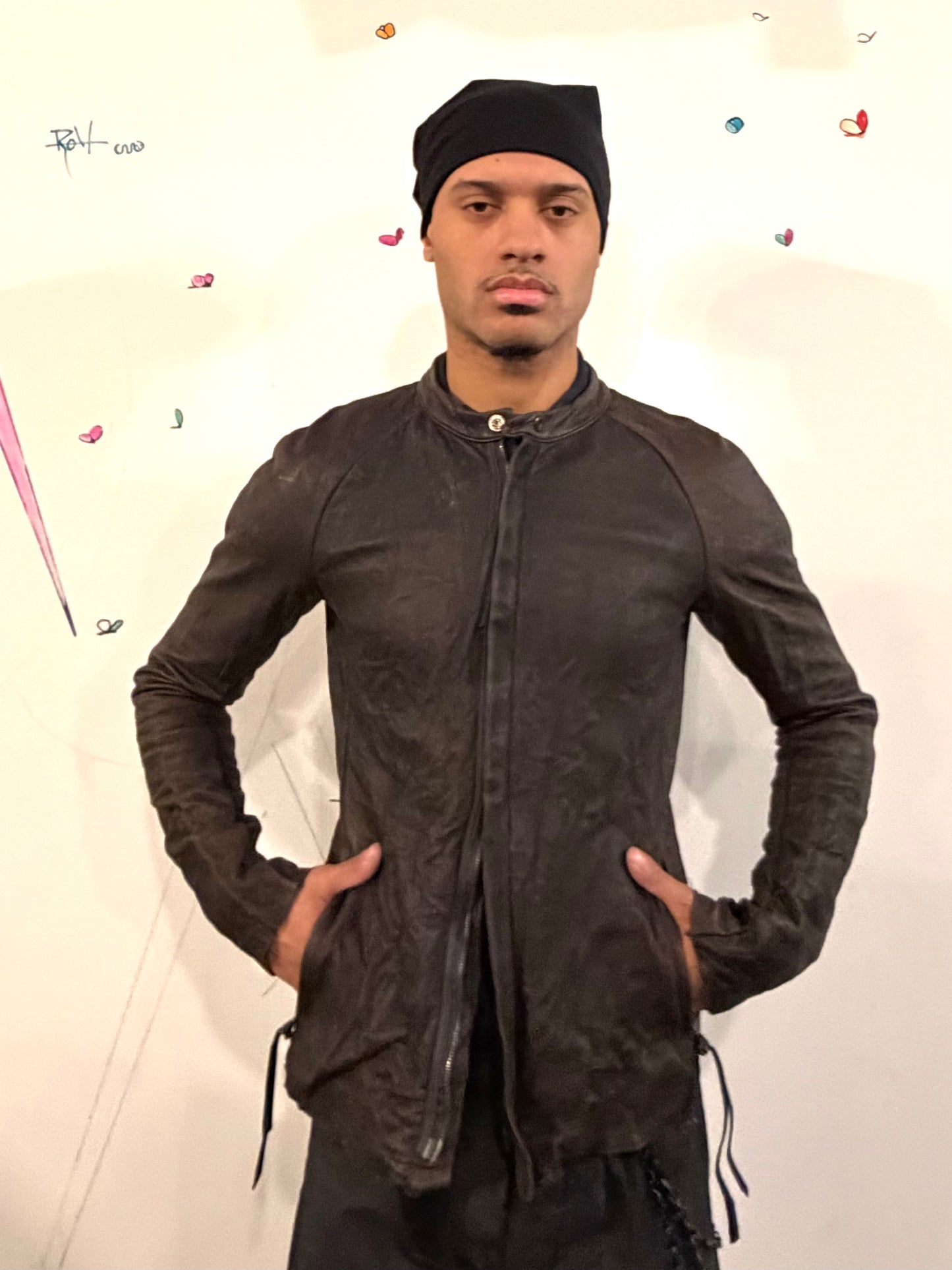 SS26 || RAGLAN FRONT SHIRT JACKET -GREY LEATHER