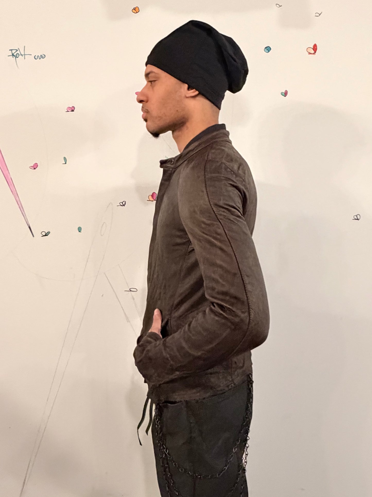 SS26 || RAGLAN FRONT SHIRT JACKET -GREY LEATHER