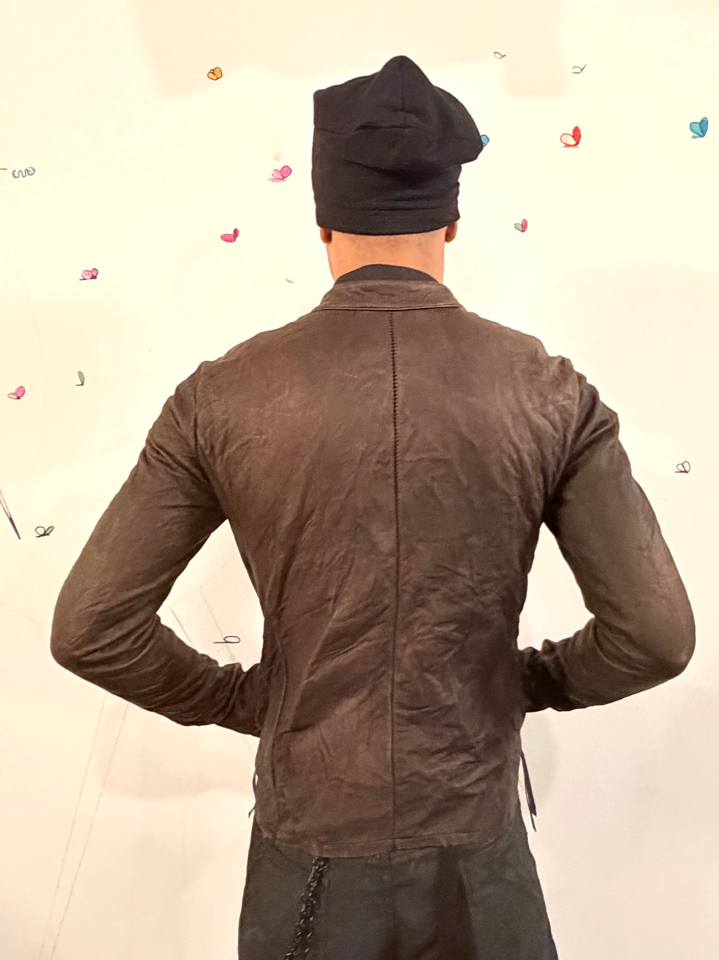 SS26 || RAGLAN FRONT SHIRT JACKET -GREY LEATHER