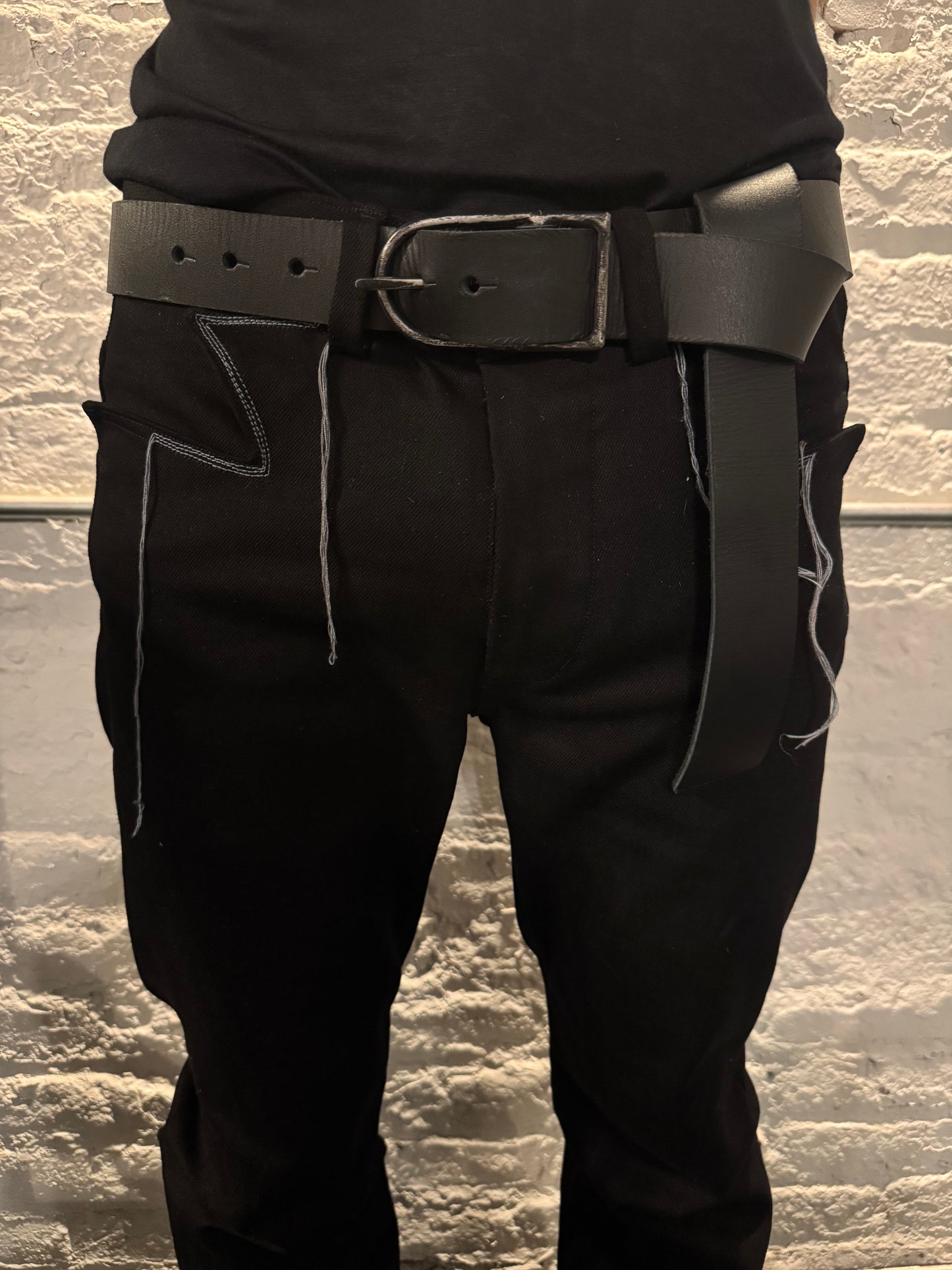 ZB- A|BLT|  || 1.5 INCH CLIFTON HAND MADE BUCKLE BELT || BLACK BUFFALO