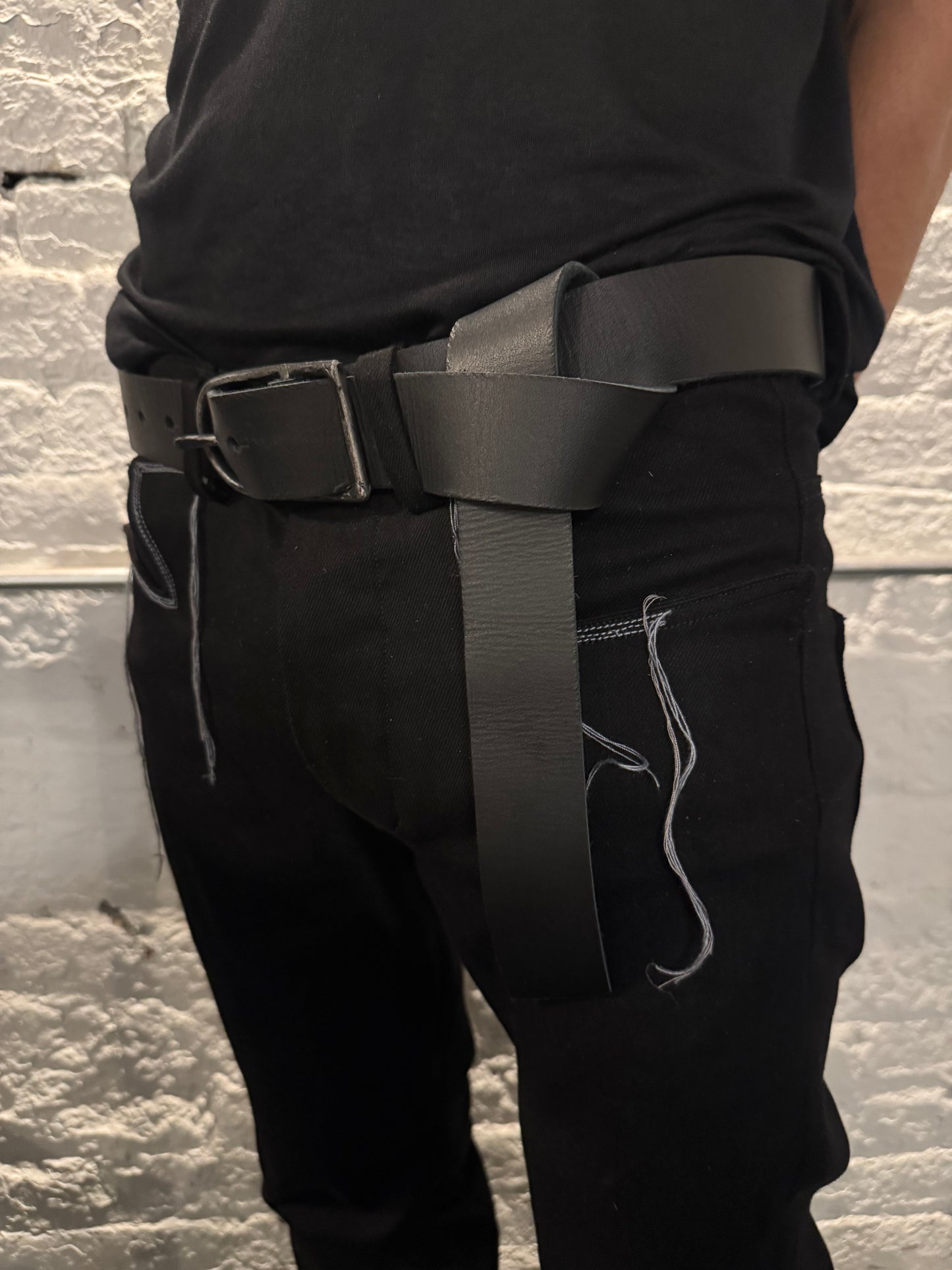 ZB- A|BLT|  || 1.5 INCH CLIFTON HAND MADE BUCKLE BELT || BLACK BUFFALO