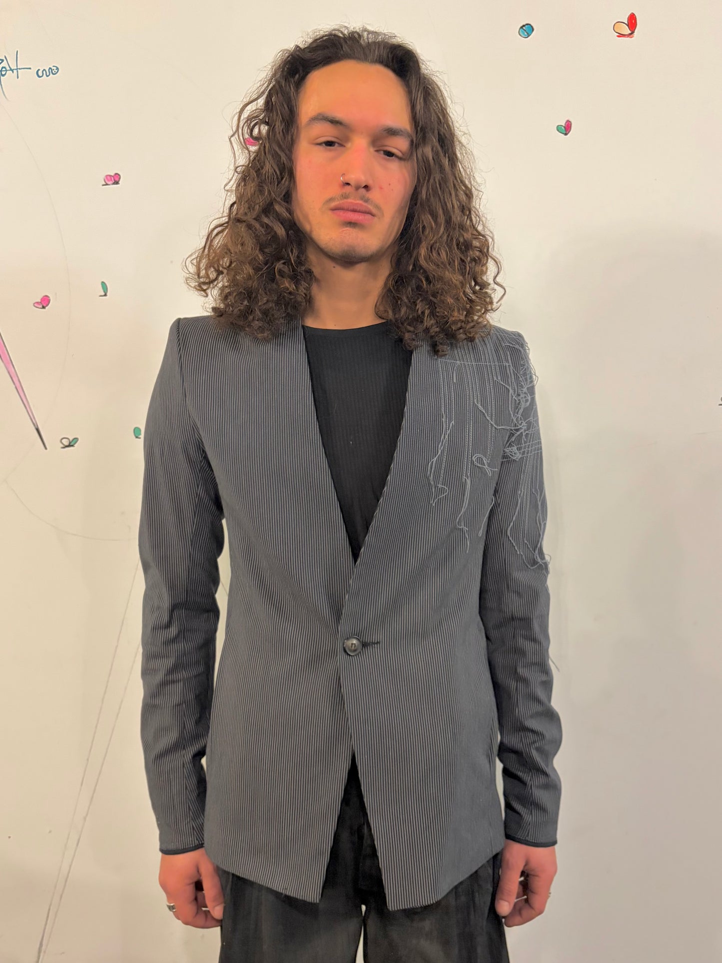 SS26 || SHAWL COLLAR ZAGODA BLAZER - STRIPE - HANDSTITCHED