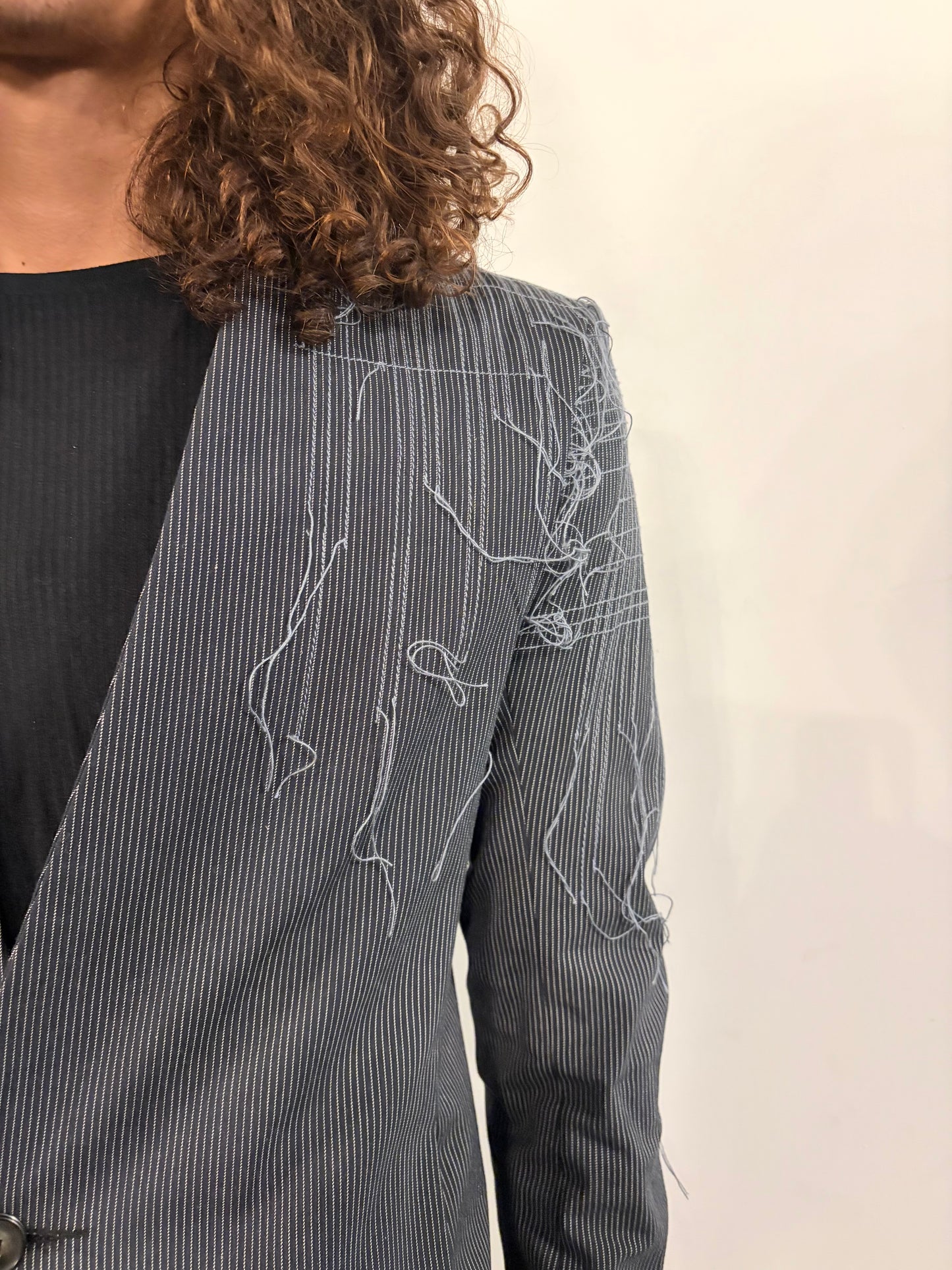 SS26 || SHAWL COLLAR ZAGODA BLAZER - STRIPE - HANDSTITCHED