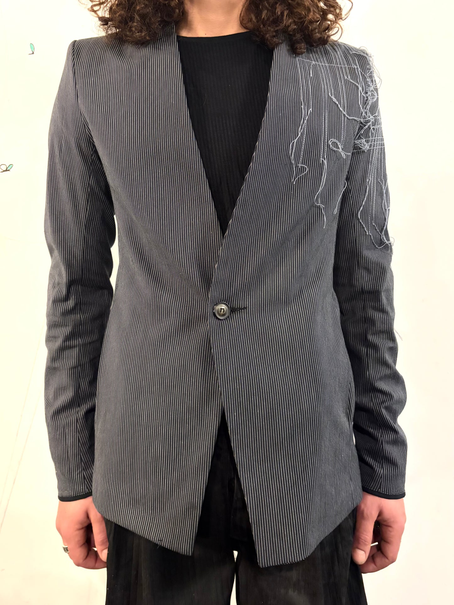 SS26 || SHAWL COLLAR ZAGODA BLAZER - STRIPE - HANDSTITCHED