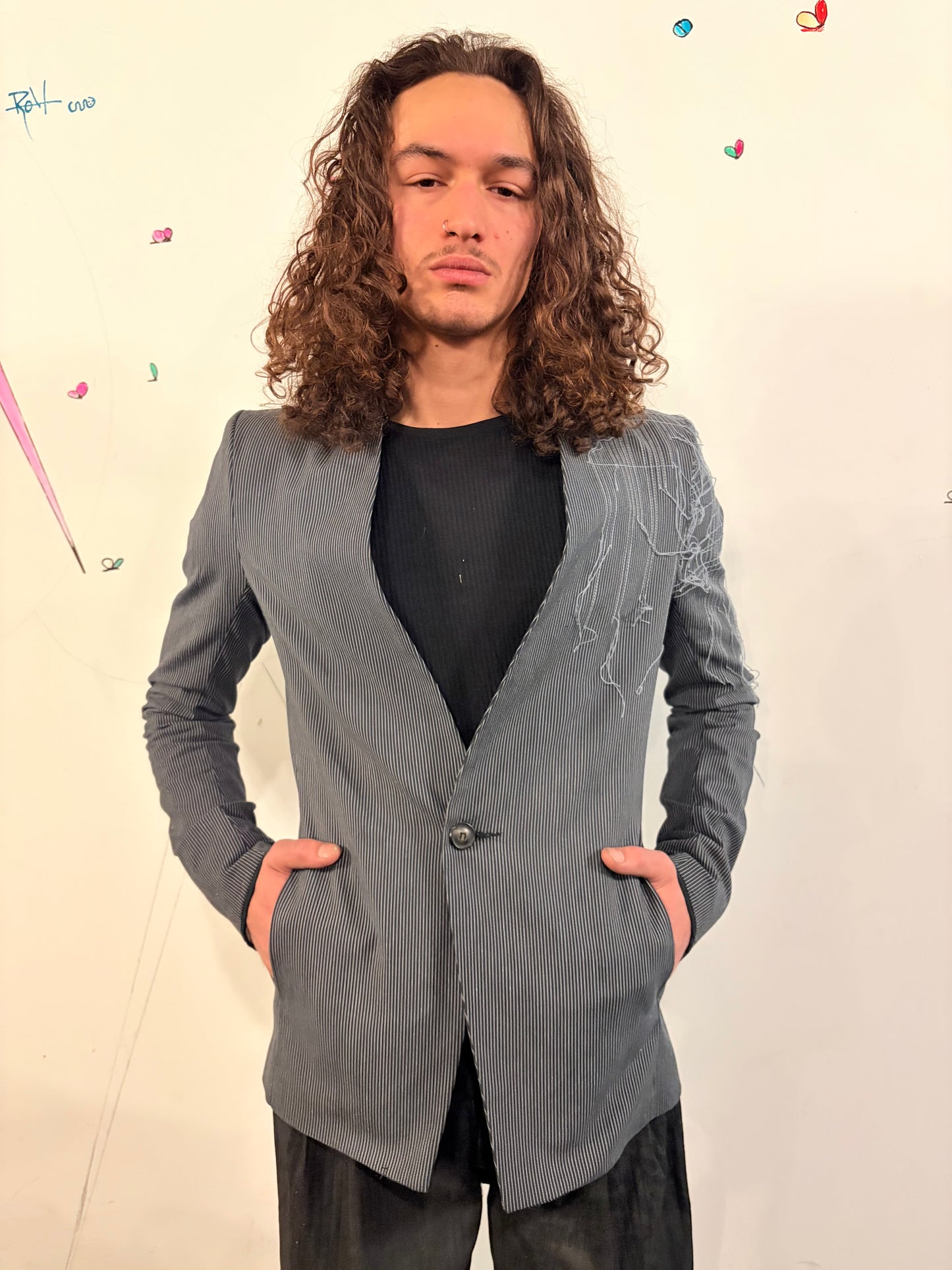 SS26 || SHAWL COLLAR ZAGODA BLAZER - STRIPE - HANDSTITCHED