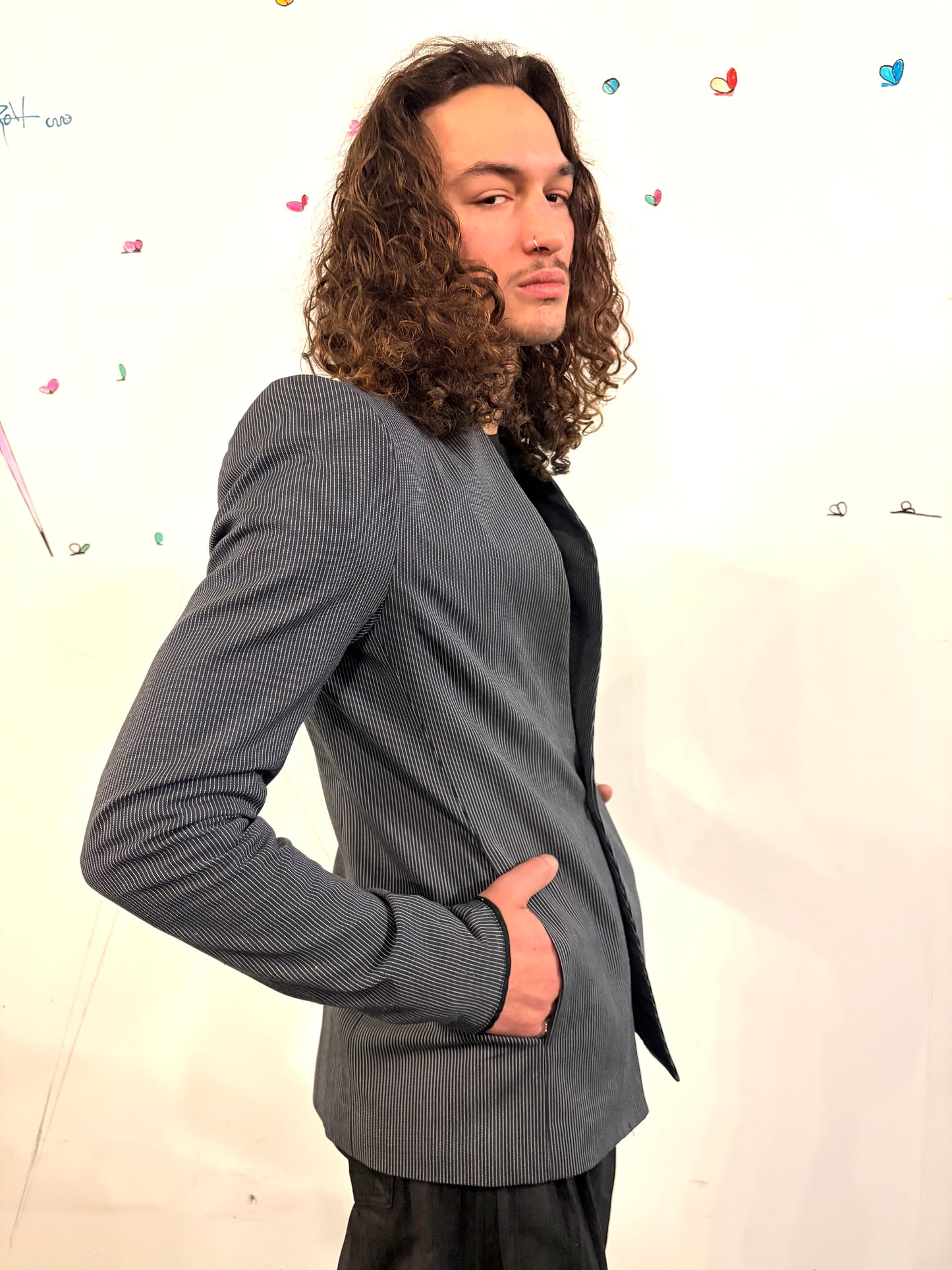 SS26 || SHAWL COLLAR ZAGODA BLAZER - STRIPE - HANDSTITCHED