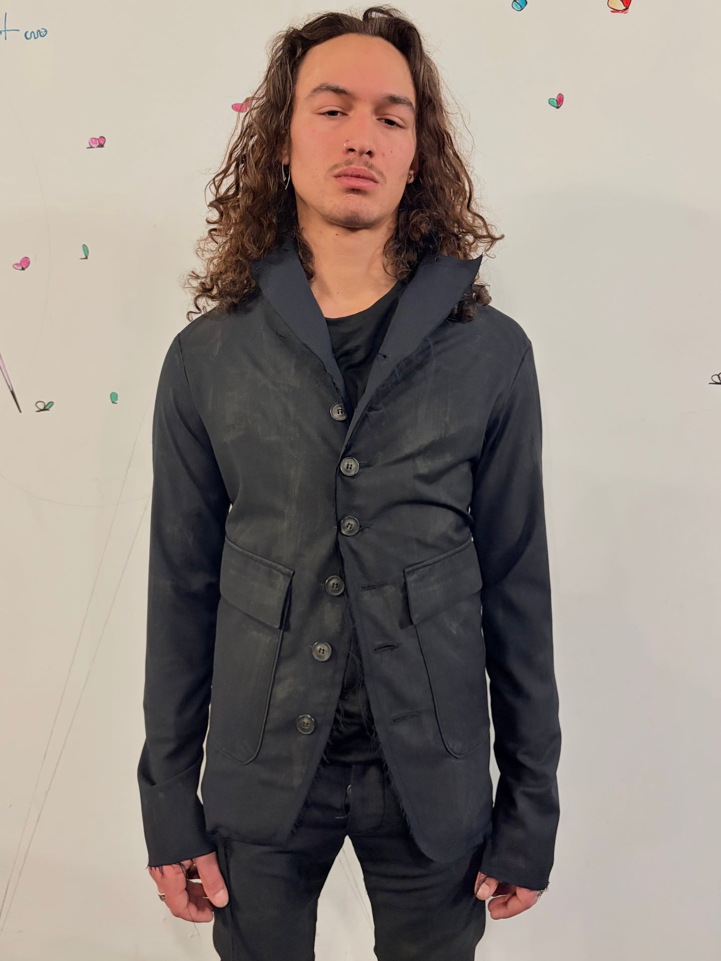 SS26 || PROTOLOGICAL ARCHETYPE LONG TYLER BLAZER || BLACK || WOOL