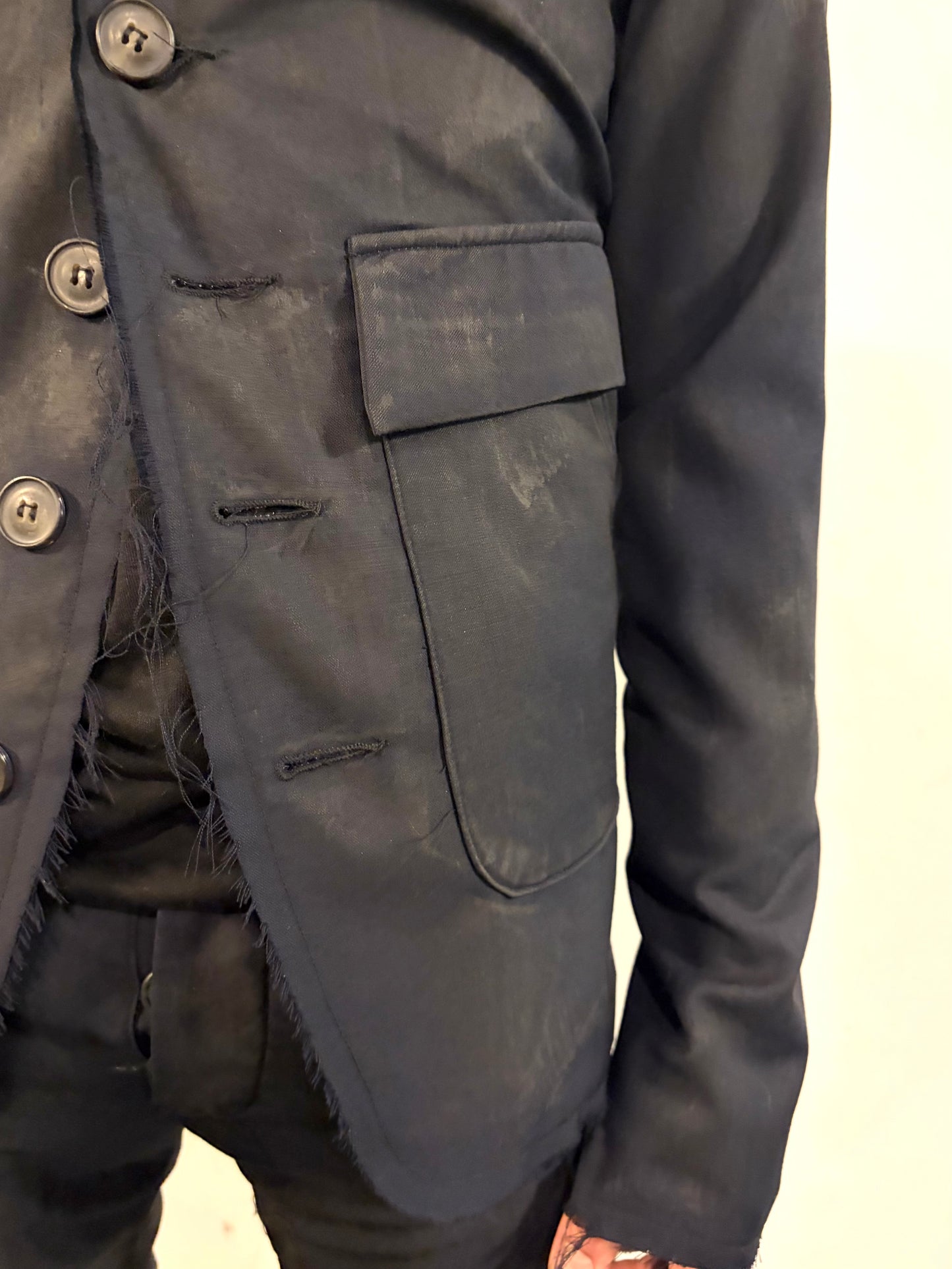 SS26 || PROTOLOGICAL ARCHETYPE LONG TYLER BLAZER || BLACK || WOOL