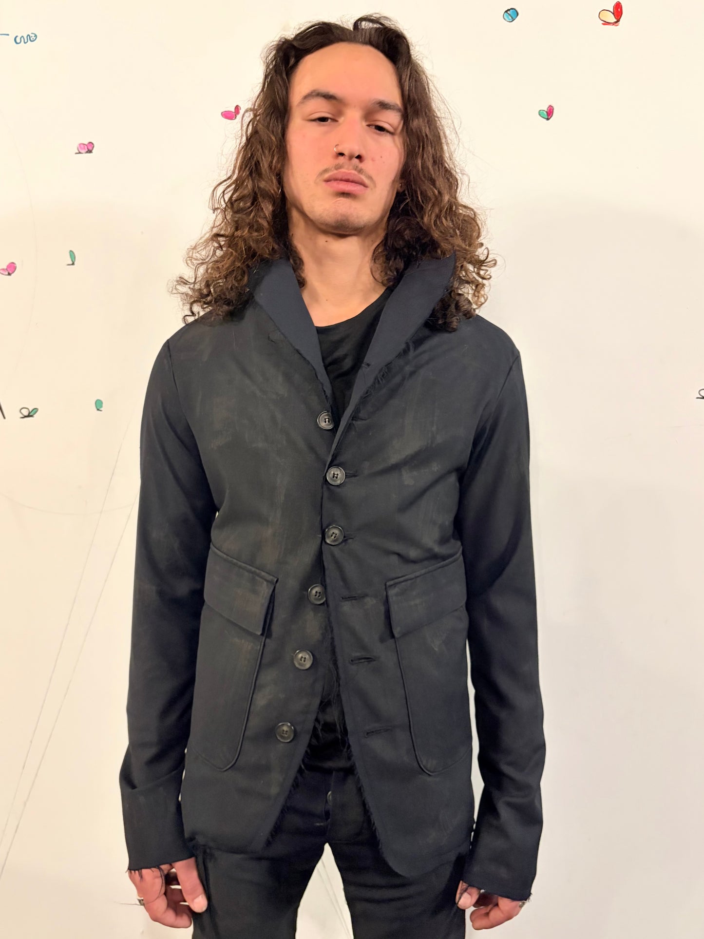 SS26 || PROTOLOGICAL ARCHETYPE LONG TYLER BLAZER || BLACK || WOOL