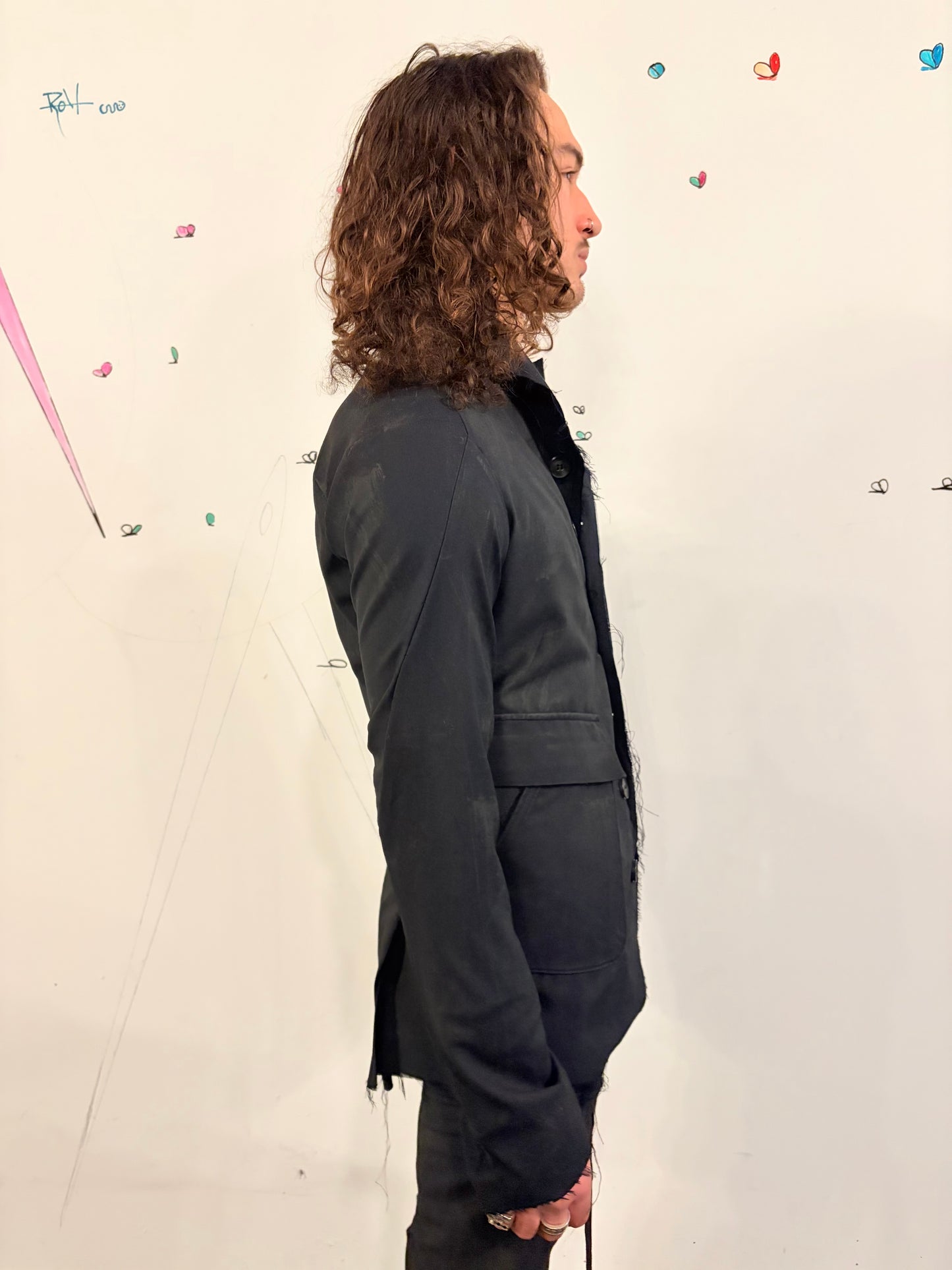 SS26 || PROTOLOGICAL ARCHETYPE LONG TYLER BLAZER || BLACK || WOOL