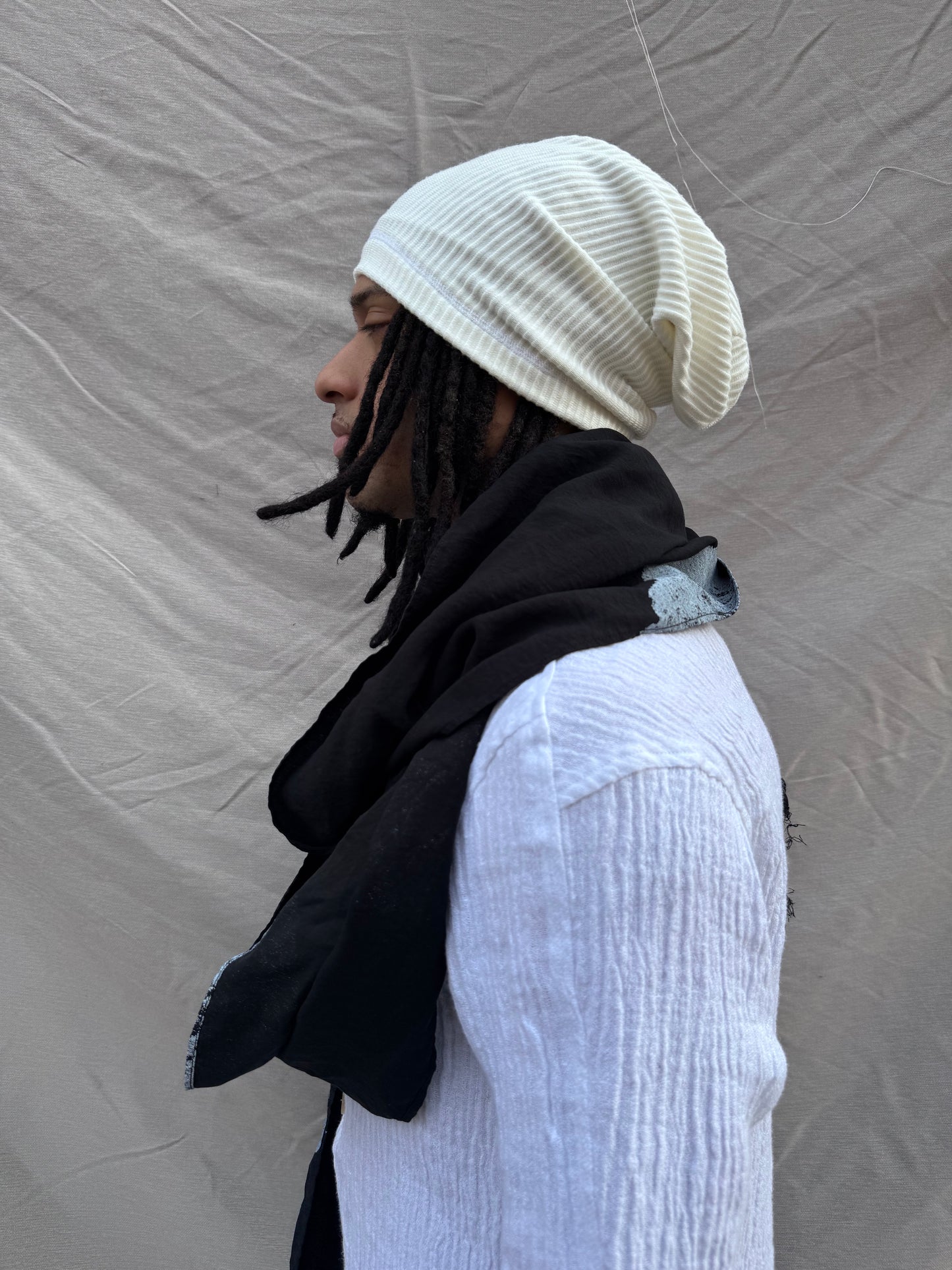 SS25 || LONG DOME BEANIE || WHITE