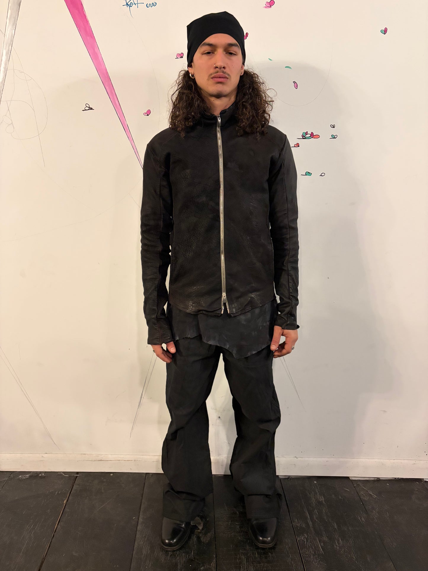 SS26 || OVERDYED ARC JACKET || BLACK || BISON LEATHER